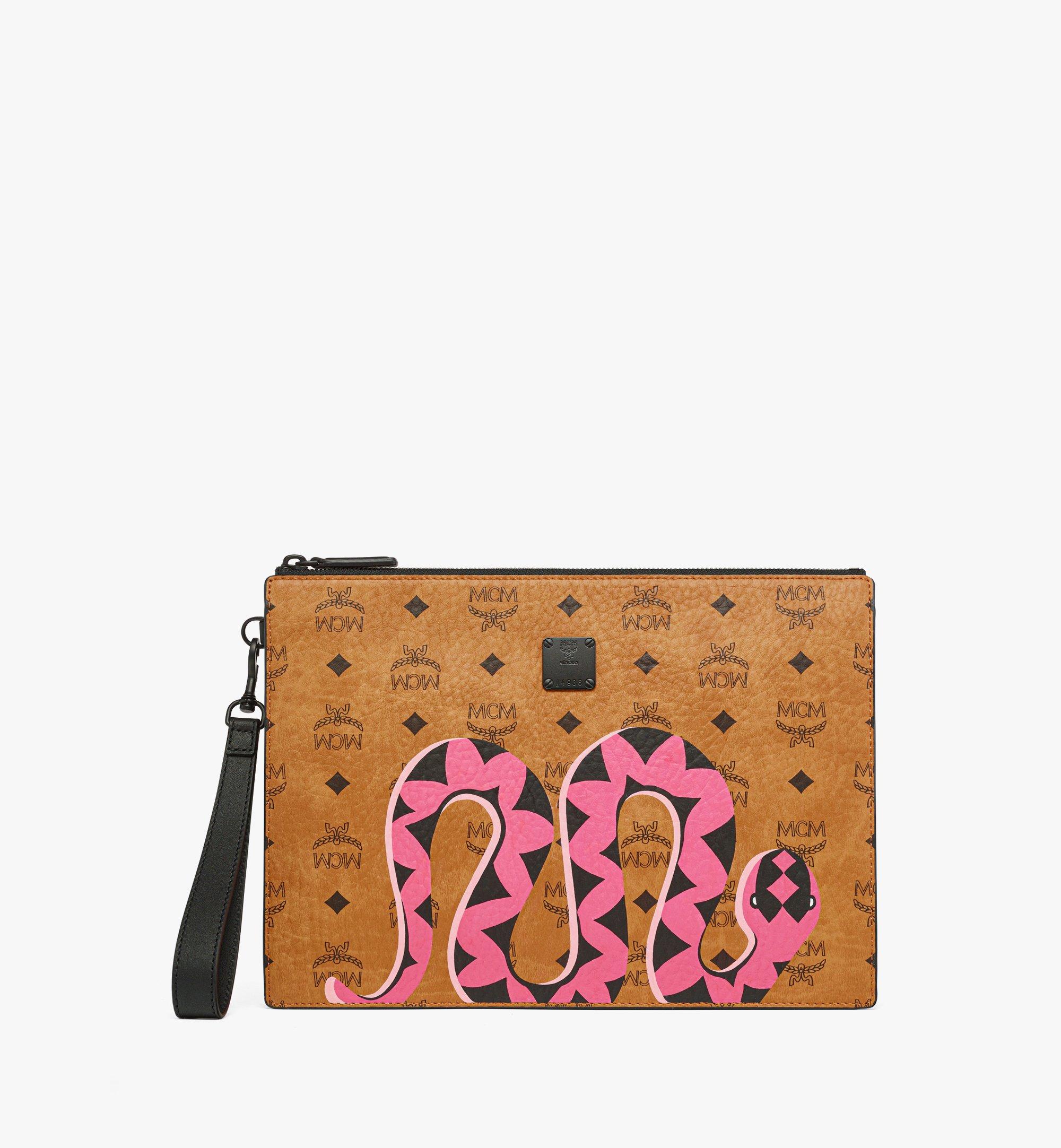 MCM Year of the Snake Wristlet Pouch in Visetos Cognac MXZFSUP01CO001 Alternate View 1