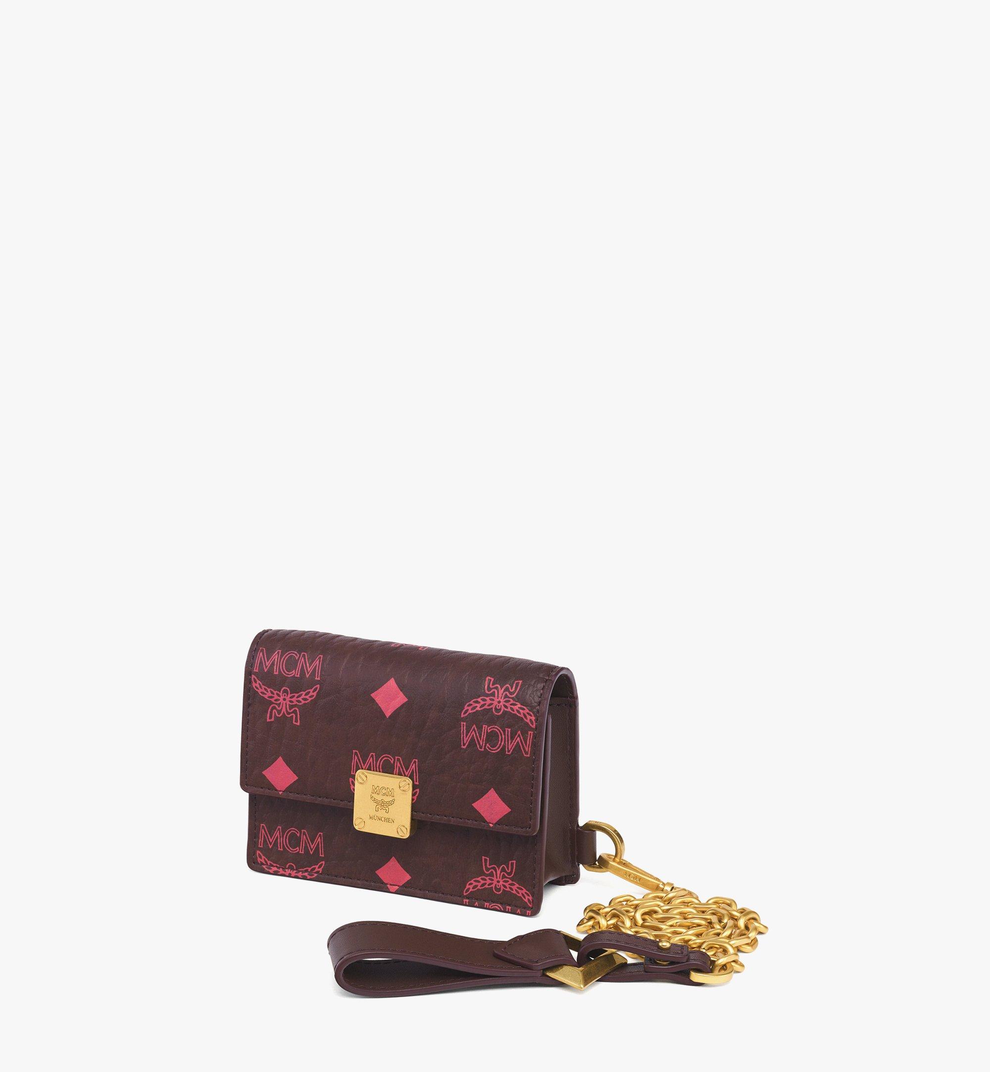 MCM Aren AirPods Pro Charm with Chain Strap in Visetos Brown MXZGATA084B001 Alternate View 1