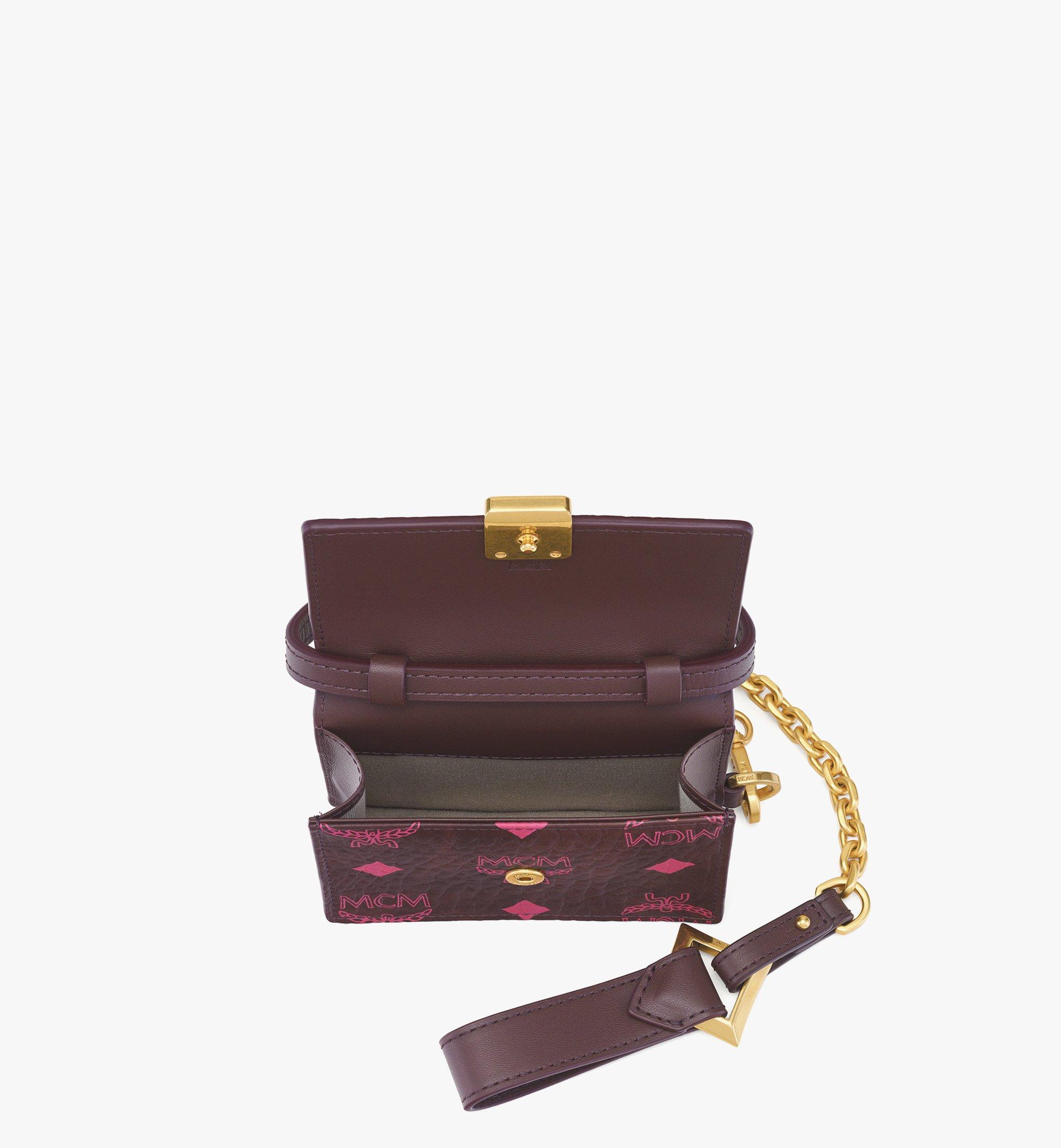 MCM Aren AirPods Pro Charm with Chain Strap in Visetos Brown MXZGATA084B001 Alternate View 2