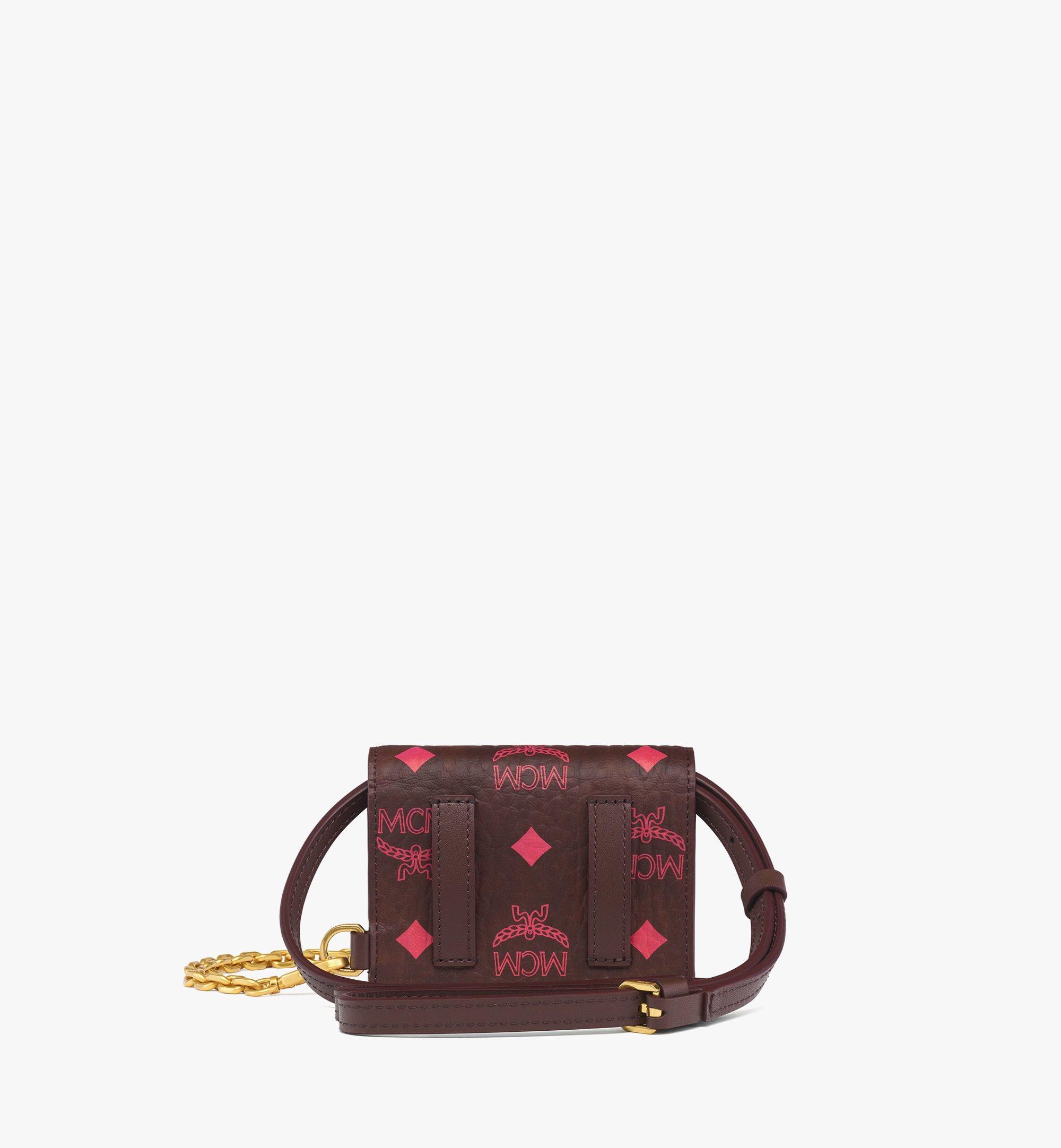 MCM Aren AirPods Pro Charm with Chain Strap in Visetos Brown MXZGATA084B001 Alternate View 3