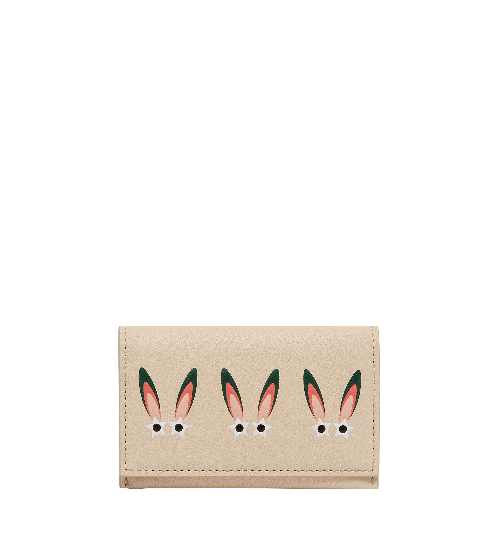 MCM Star Eyed Bunny Card Case in Leather Beige MYA7AXL34IB001 Alternate View 1