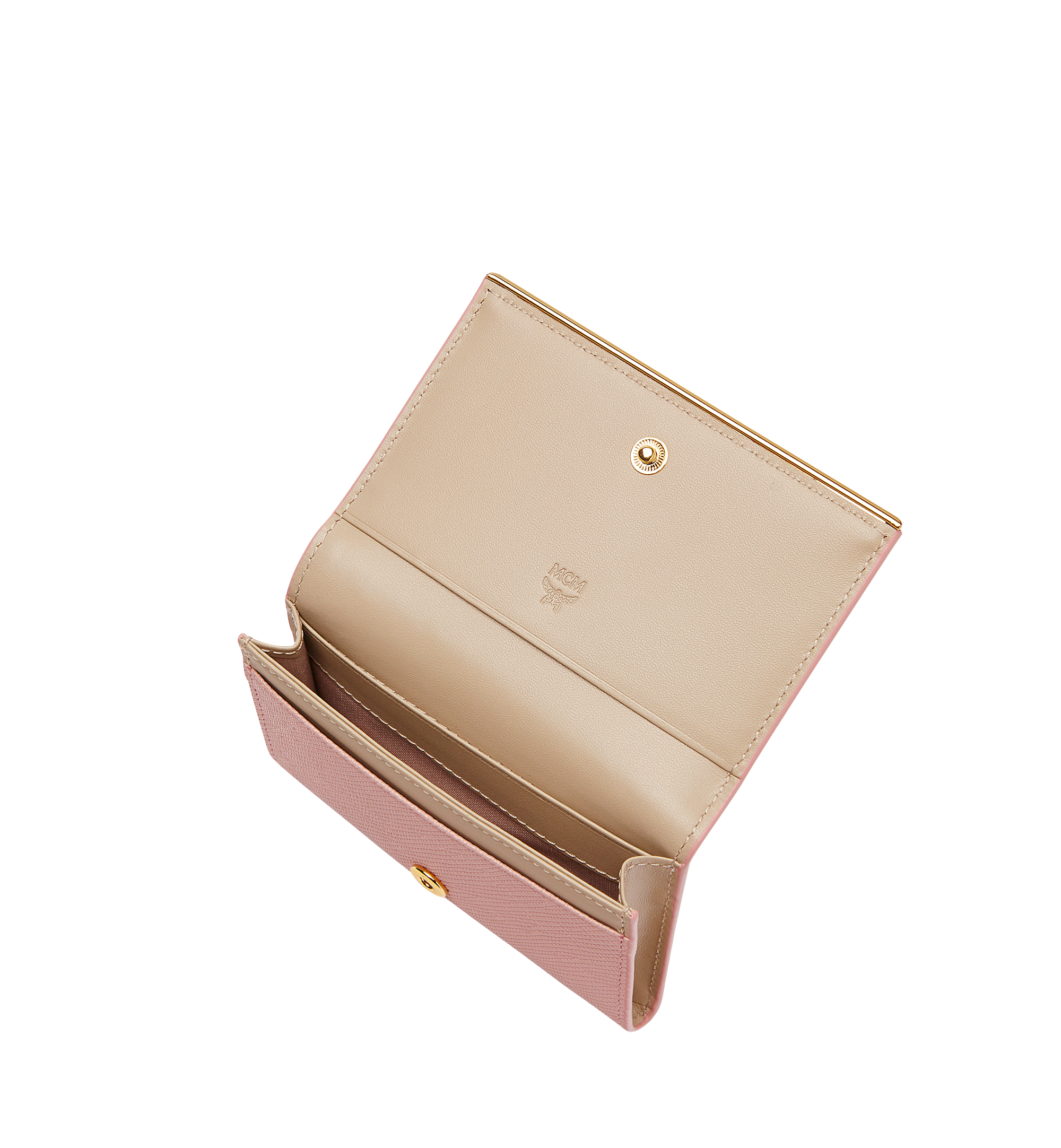 MCM Casablanca Card Case in Textured Leather Pink MYA8SCB01PV001 Alternate View 3