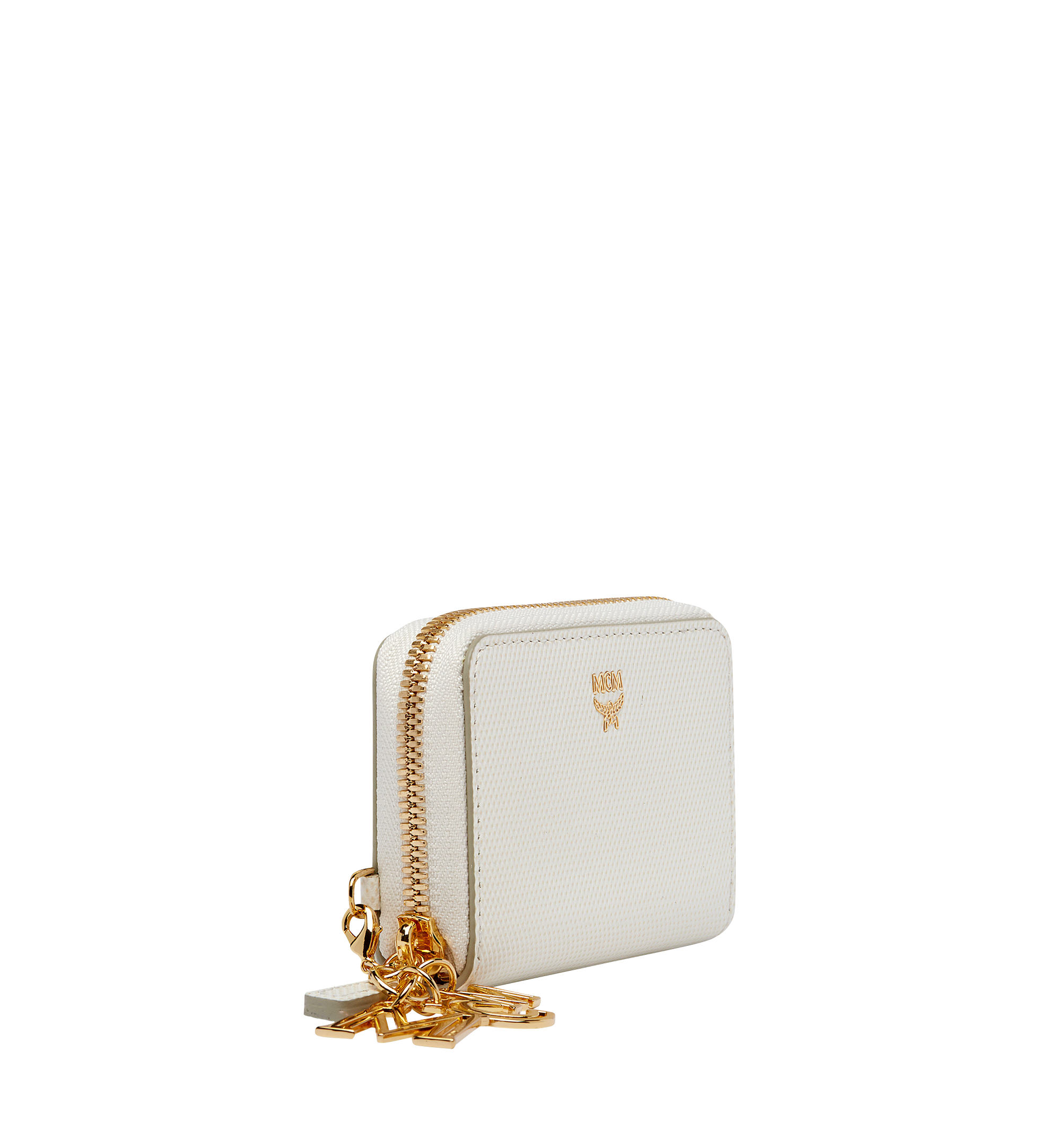MCM Otti Charm Zip Around Card Case in Leather White MYA8SOI28WT001 Alternate View 1