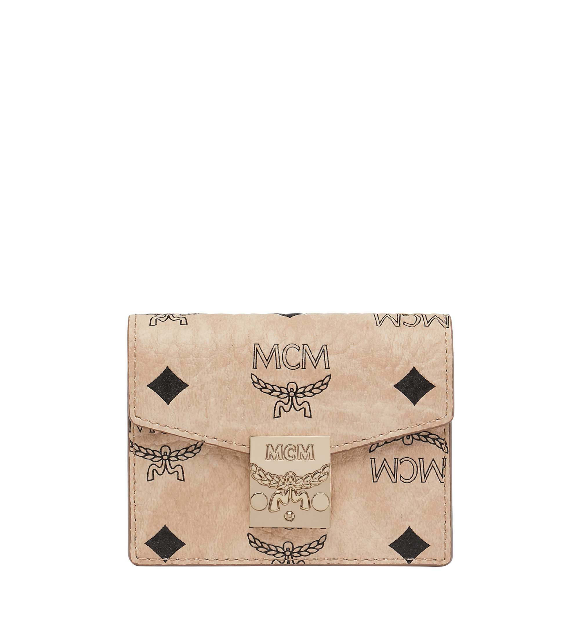 MCM Tracy Accordion Card Case in Visetos Beige MYA8SPA14IG001 Alternate View 1