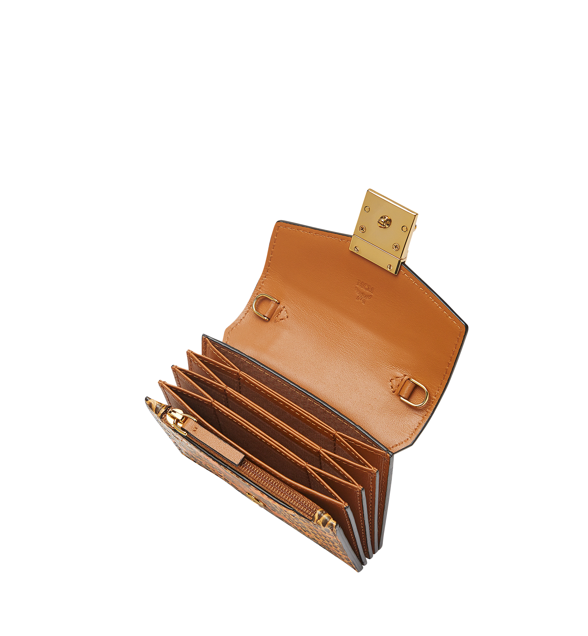 MCM Étui à cartes accordéon Tracy en cuir exotique ORANGE MYA8SPA75OR001 Plus de photos 3