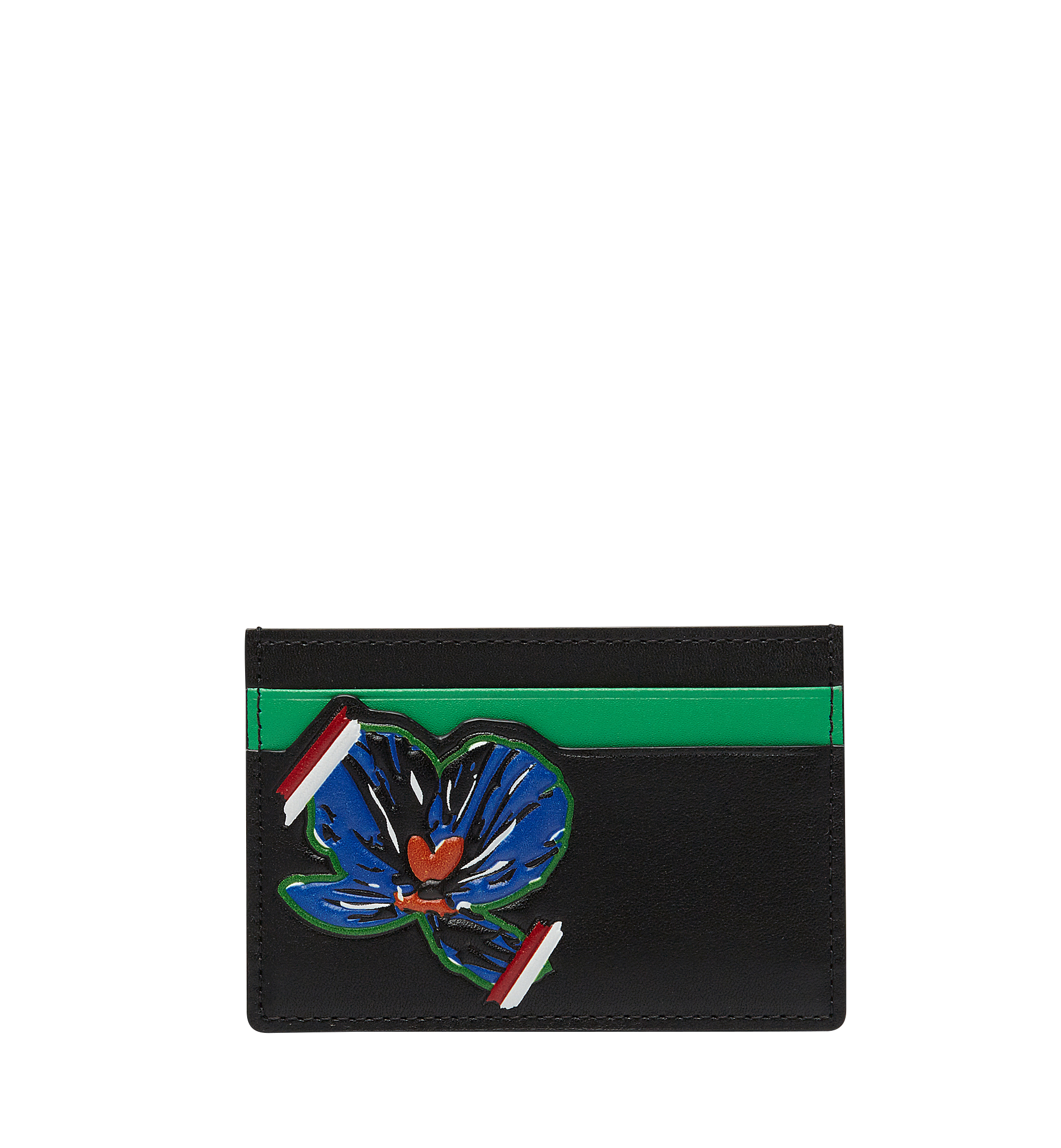 MCM Victory Flower Card Case in Leather Black MYA8SSE09BK001 Alternate View 1