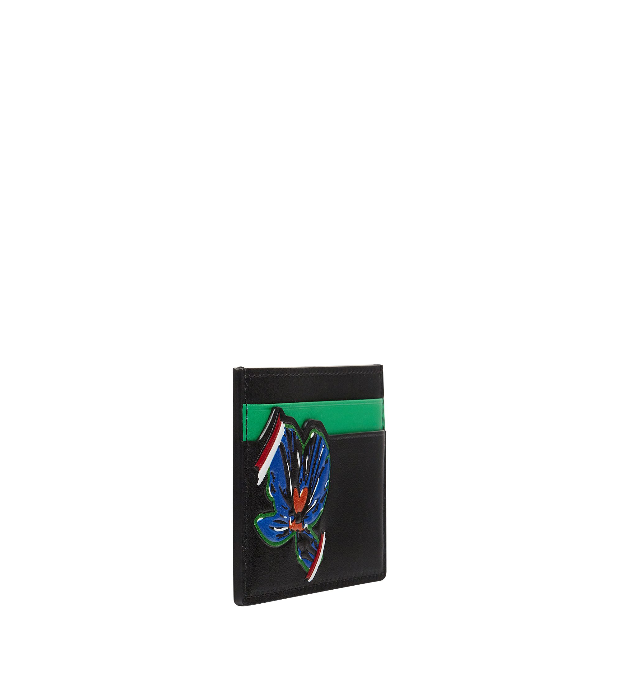 MCM Victory Flower Card Case in Leather Black MYA8SSE09BK001 Alternate View 1