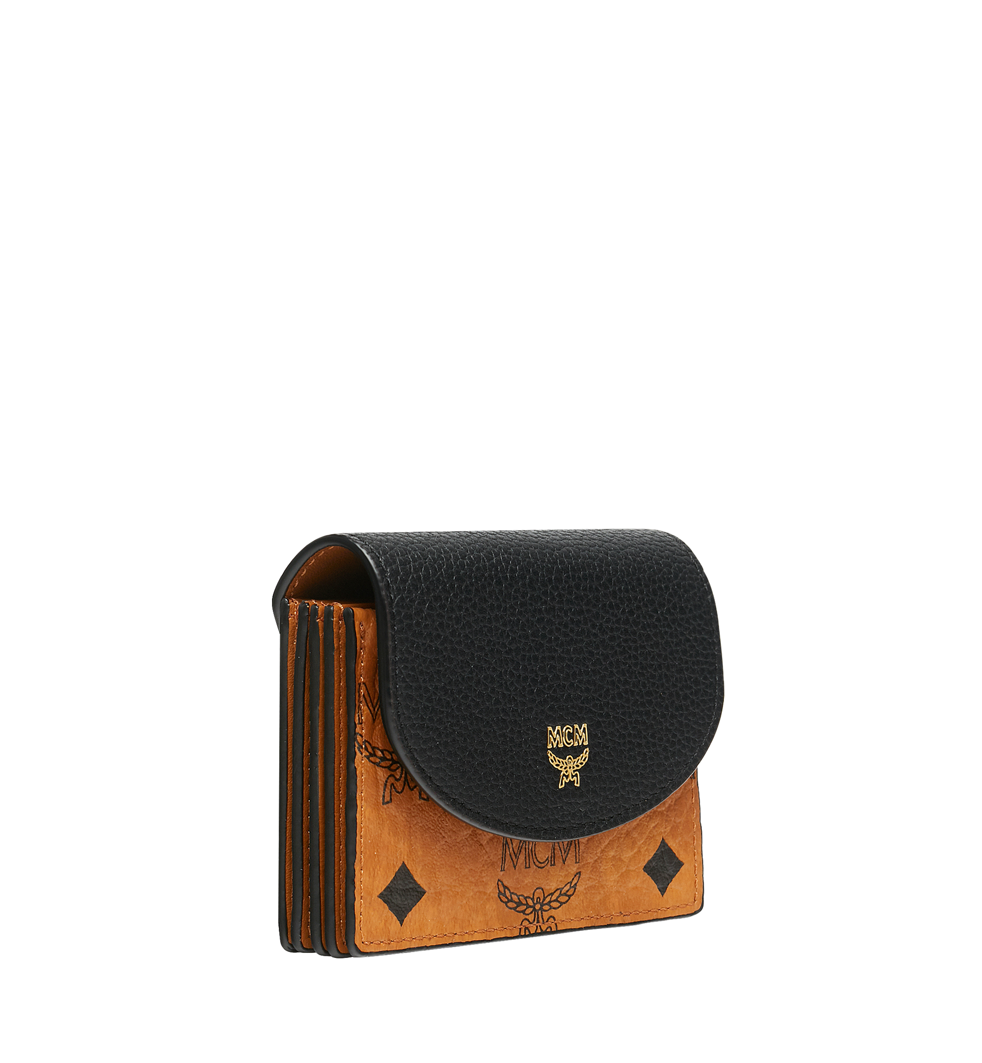 MCM Accordion Card Case in Visetos Colorblock Leather Black MYA8SVI08BK001 Alternate View 1
