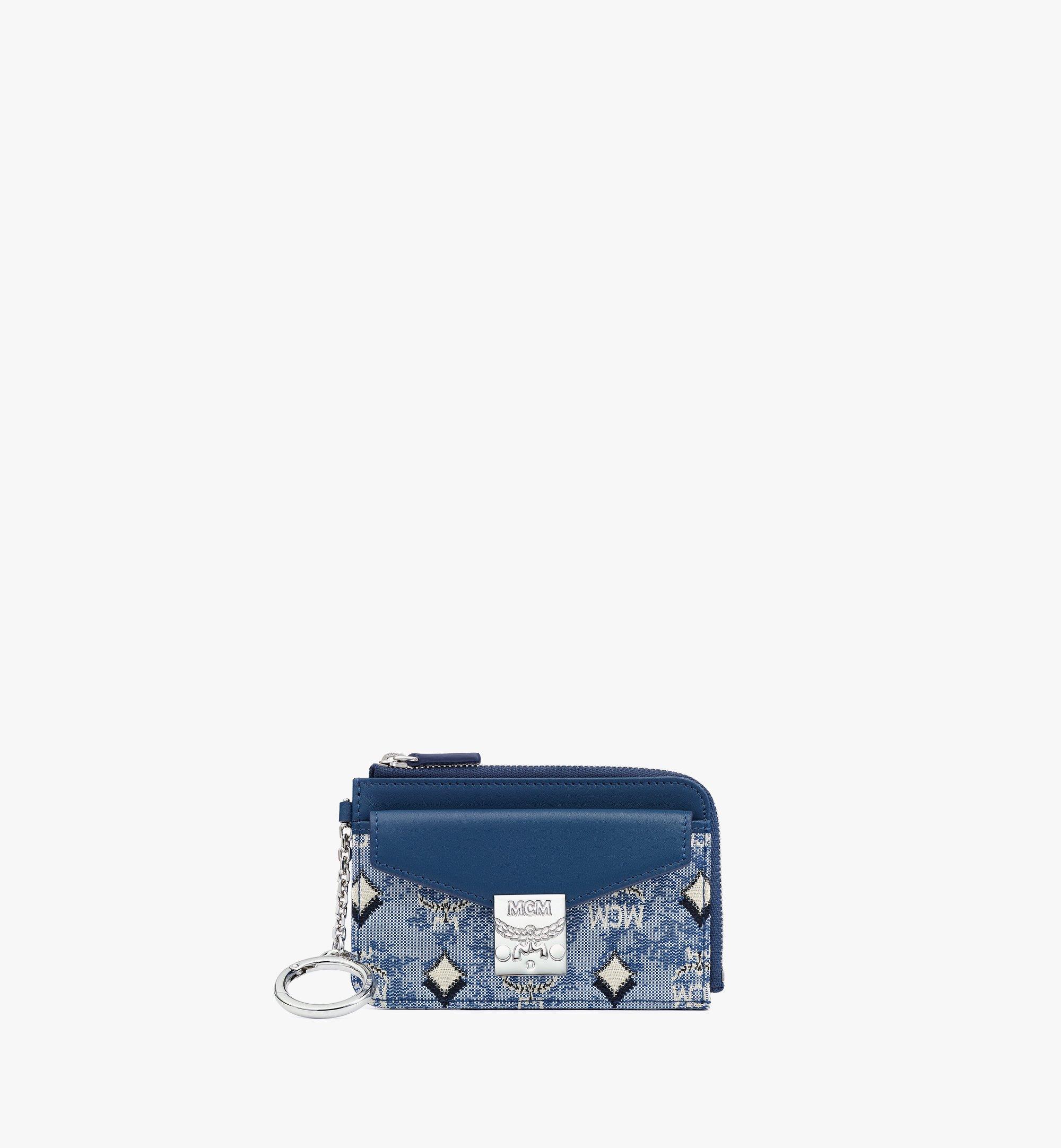 MCM กระเป๋าใส่บัตรปิดด้วยซิปผ้าแจ็คการ์ดลายโมโนแกรมวินเทจ Blue MYABATQ01LU001 มุมมองอื่น 1