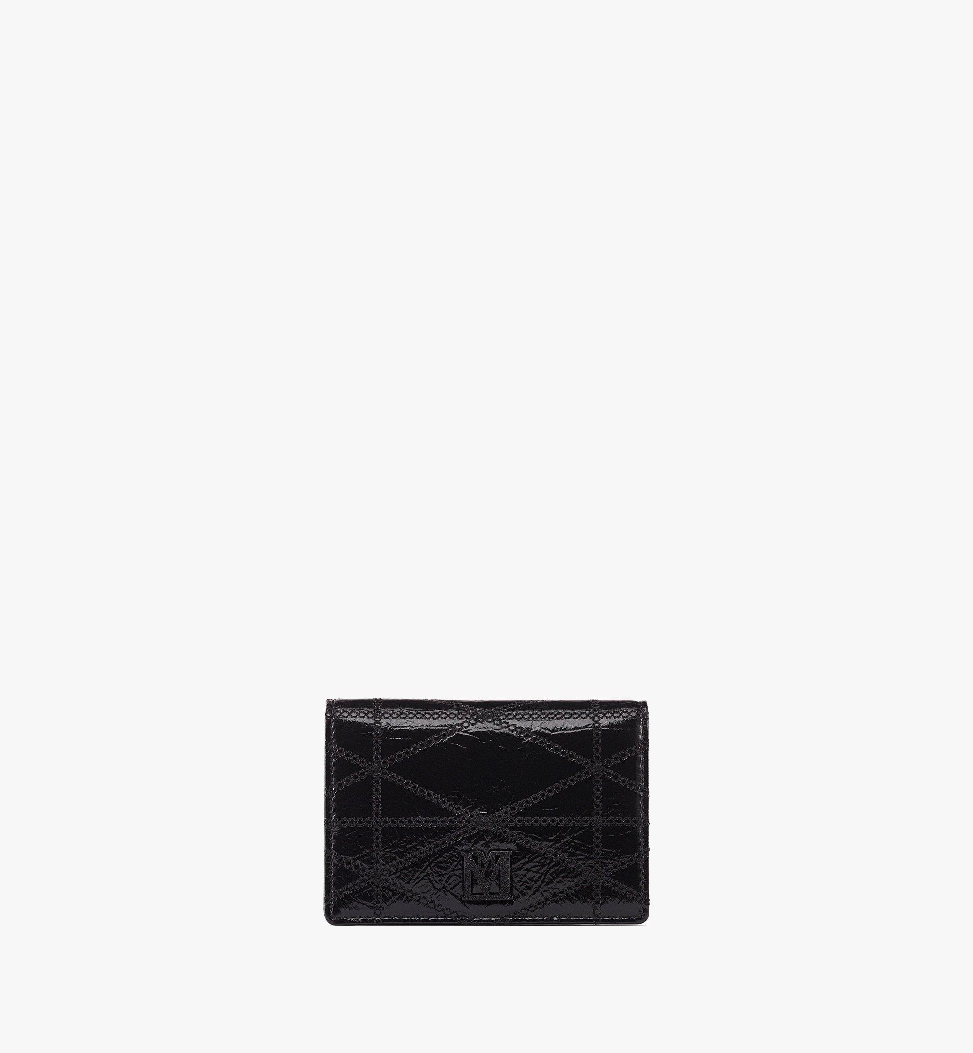MCM Travia Quilted Card Wallet in Crushed Leather Black MYADALM01BK001 Alternate View 1