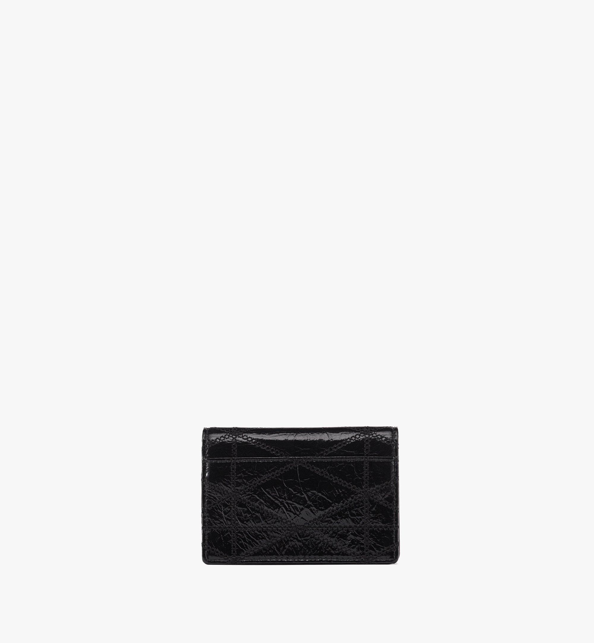 MCM Travia Quilted Card Wallet in Crushed Leather Black MYADALM01BK001 Alternate View 2
