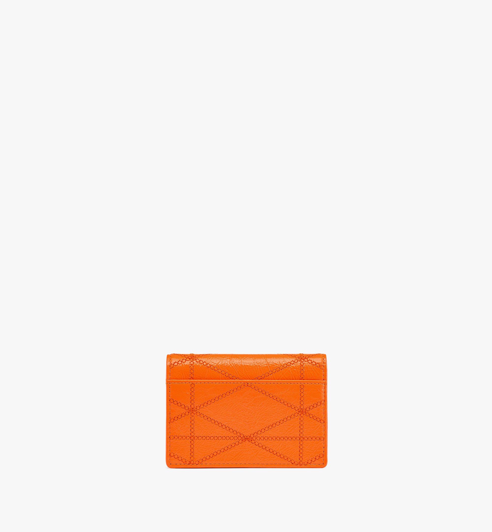 MCM Travia Quilted Card Wallet in Crushed Leather Orange MYADALM01O0001 Alternate View 2