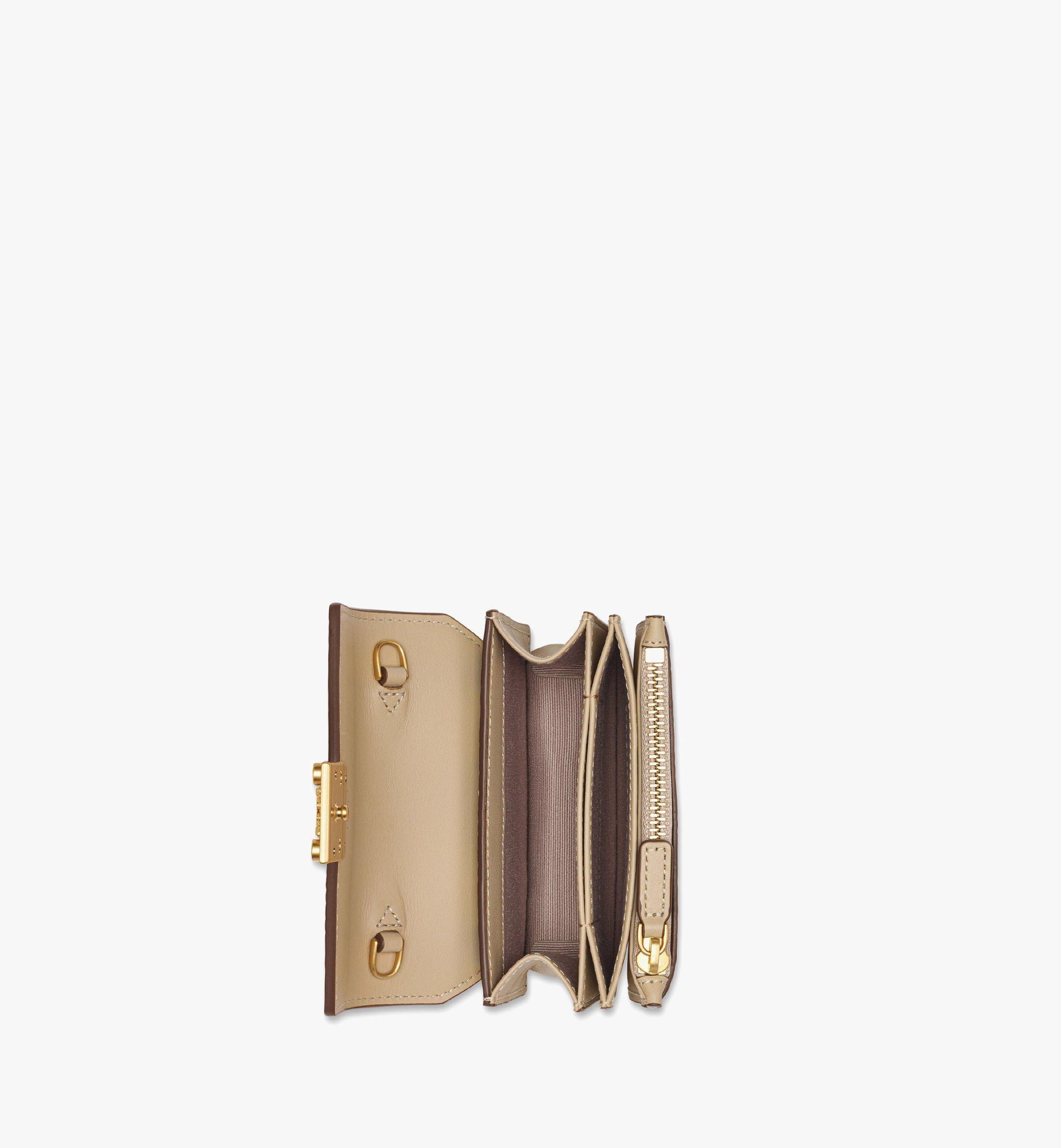 MCM Tracy Chain Card Wallet in Visetos Beige MYADAXT01I8001 Alternate View 1