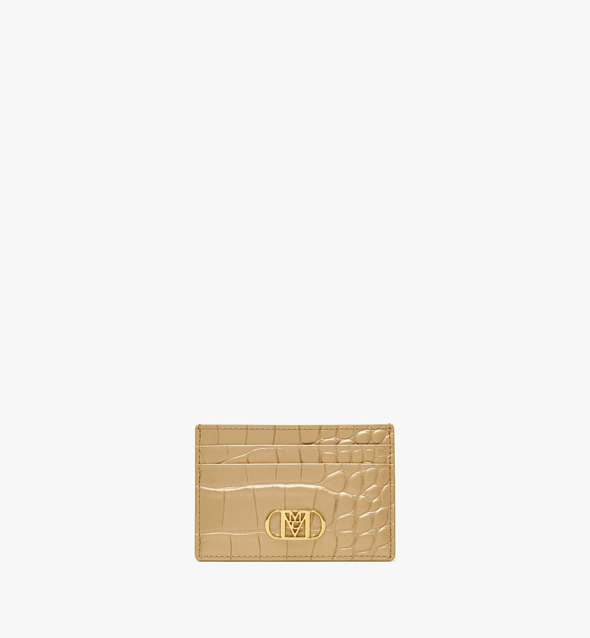 MCM Mode Travia Card Case in Croco-Embossed Leather Gold MYADSLD02DG001 Alternate View 1