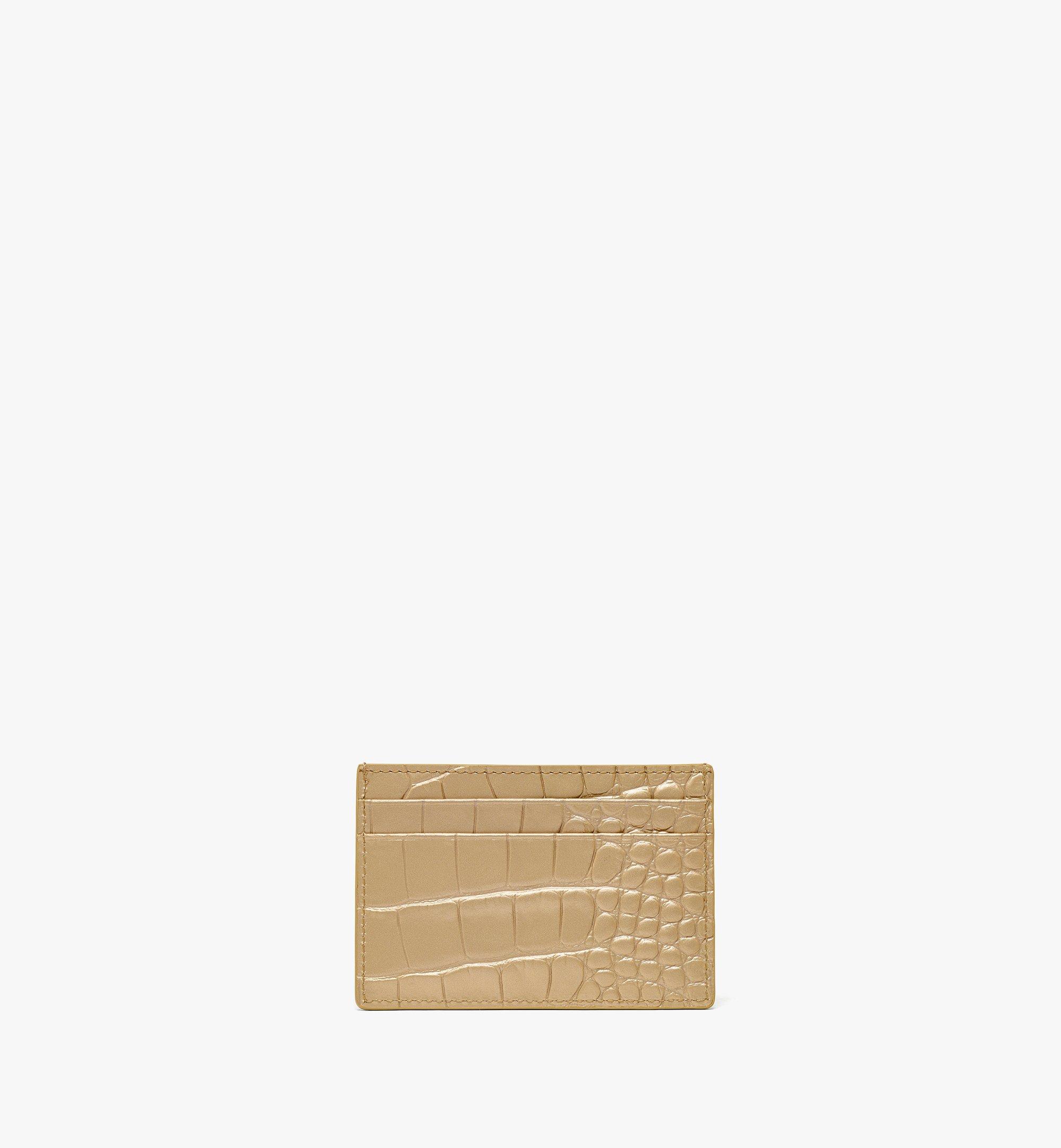MCM Mode Travia Card Case in Metallic Croco Leather Gold MYADSLD02DG001 Alternate View 2