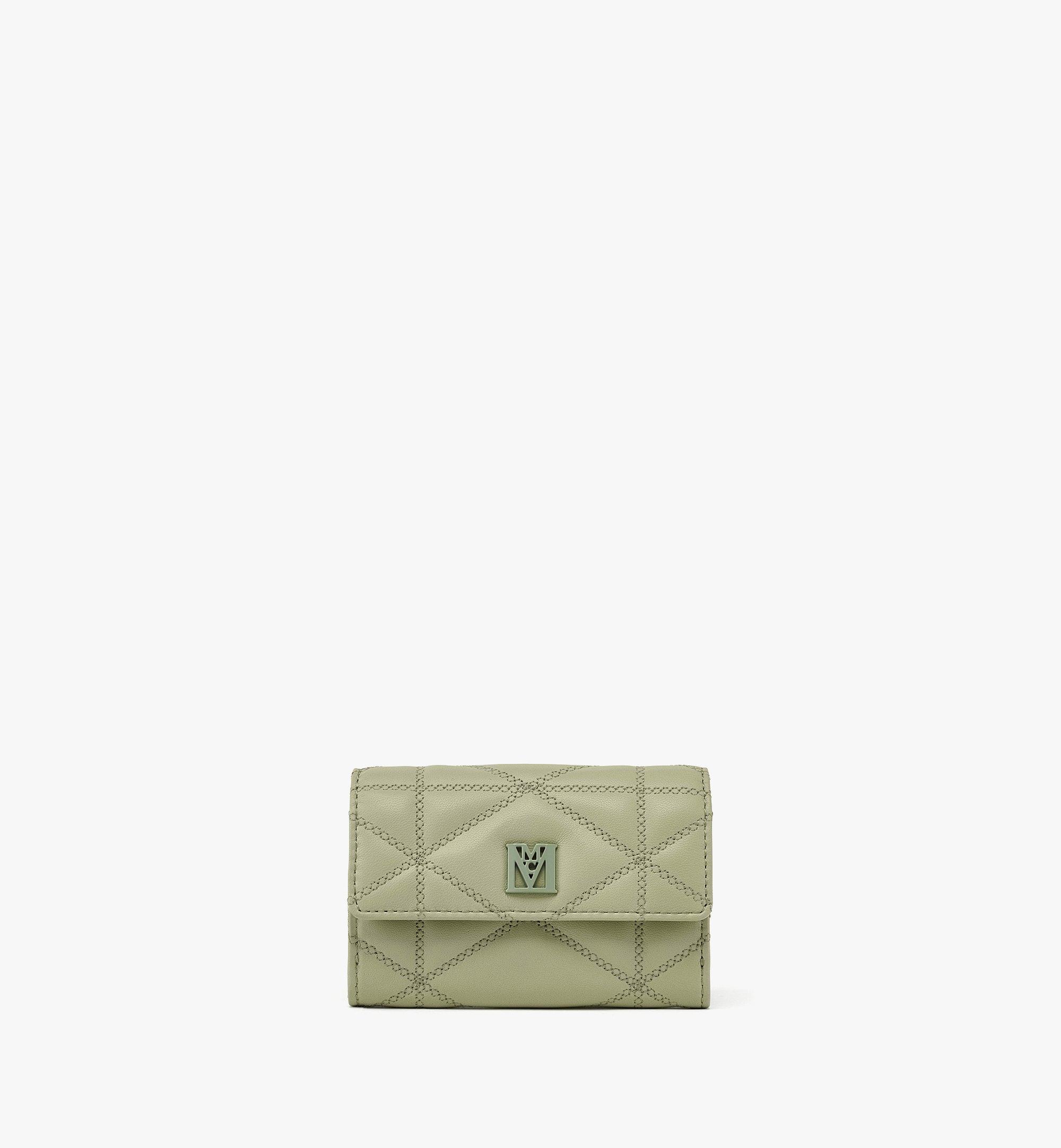 MCM Travia Card Case in Cloud Quilted Leather Green MYADSLM01J3001 Alternate View 1