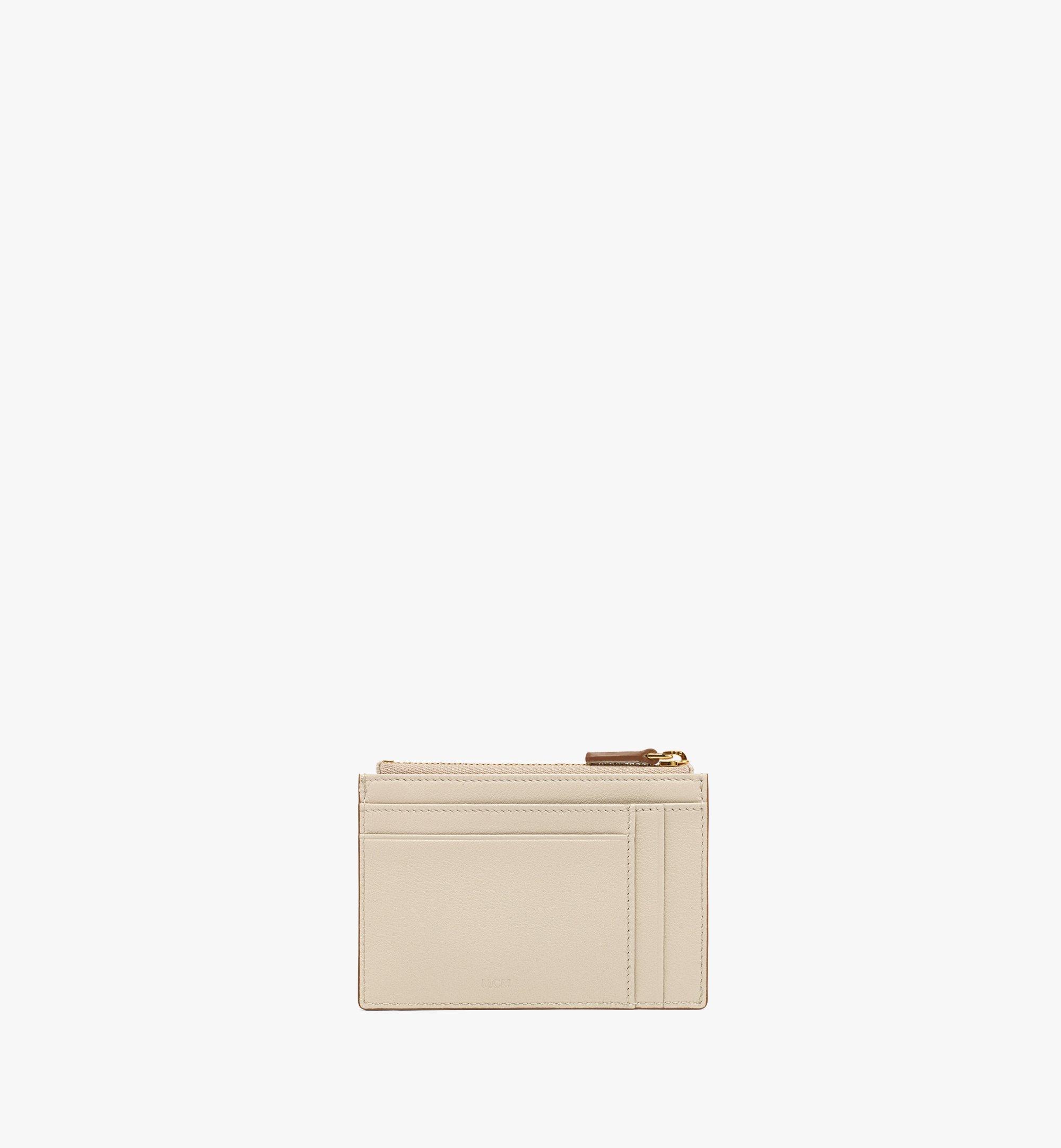 MCM Aren Zip Card Case in Embossed Monogram Leather Beige MYADSTA01IX001 Alternate View 2