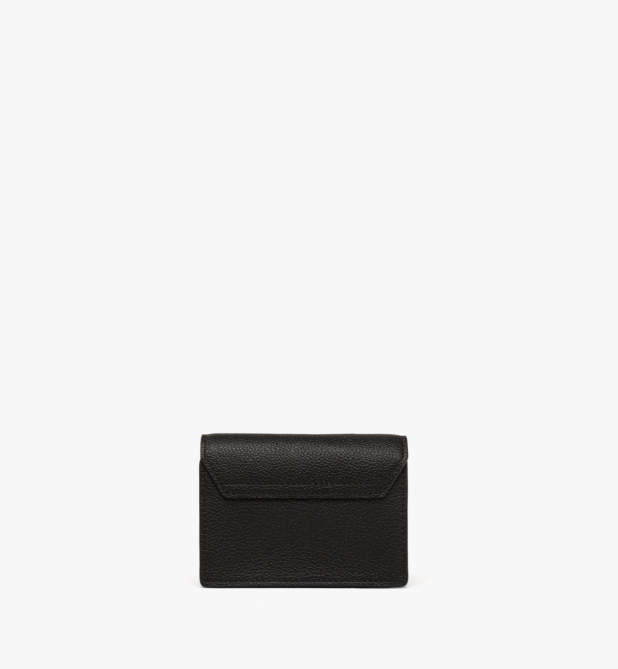 Mini Himmel Crossbody Wallet in Embossed Logo Leather Black