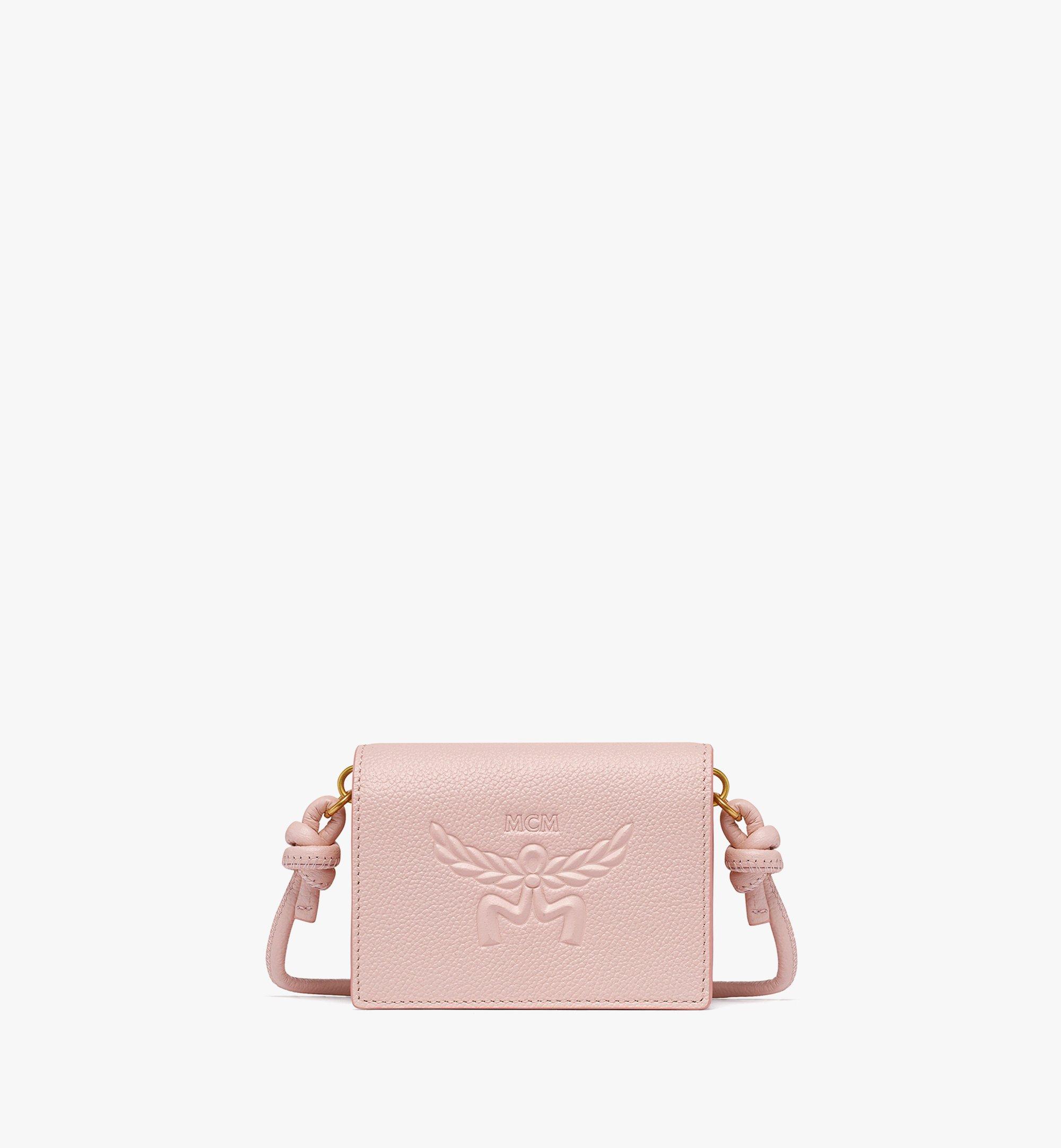 Mini Himmel Crossbody Wallet in Embossed Logo Leather Pink MCM ®AU