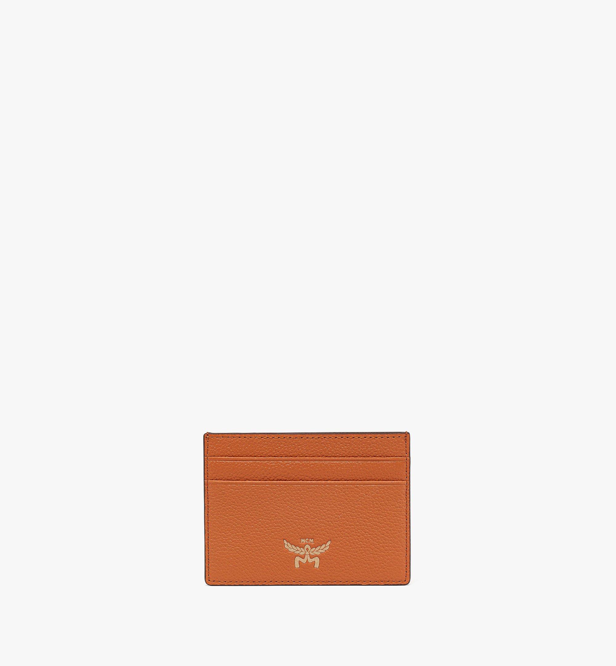 MCM Himmel Card Case in Embossed Leather Cognac MYAESAC03CO001 Alternate View 1