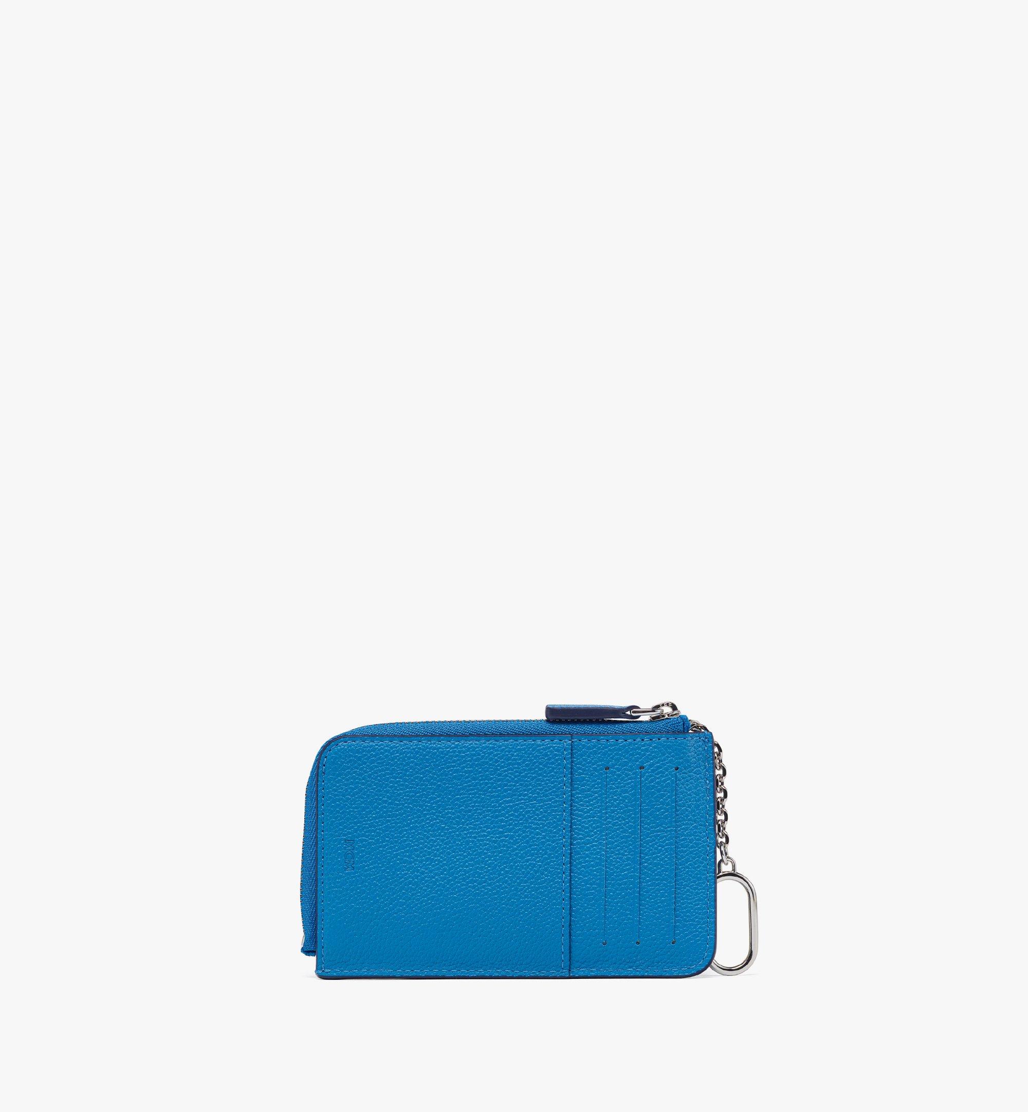 MCM Himmel Zip Around Card Case in Embossed Leather Blue MYAESAC06H0001 Alternate View 2