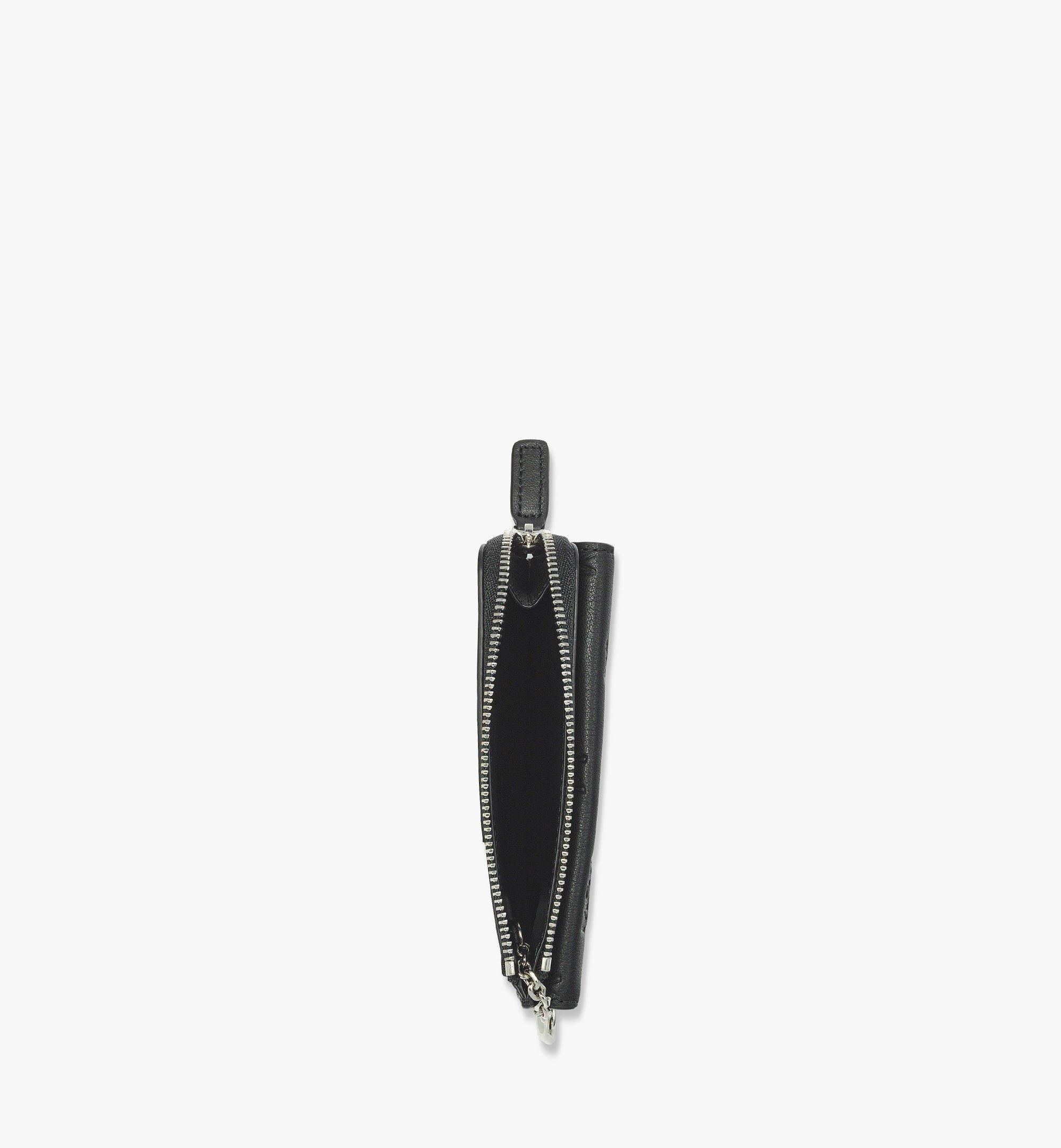 MCM Aren Zip Around Card Case in Embossed Monogram Leather Black MYAESTA02BK001 Alternate View 1