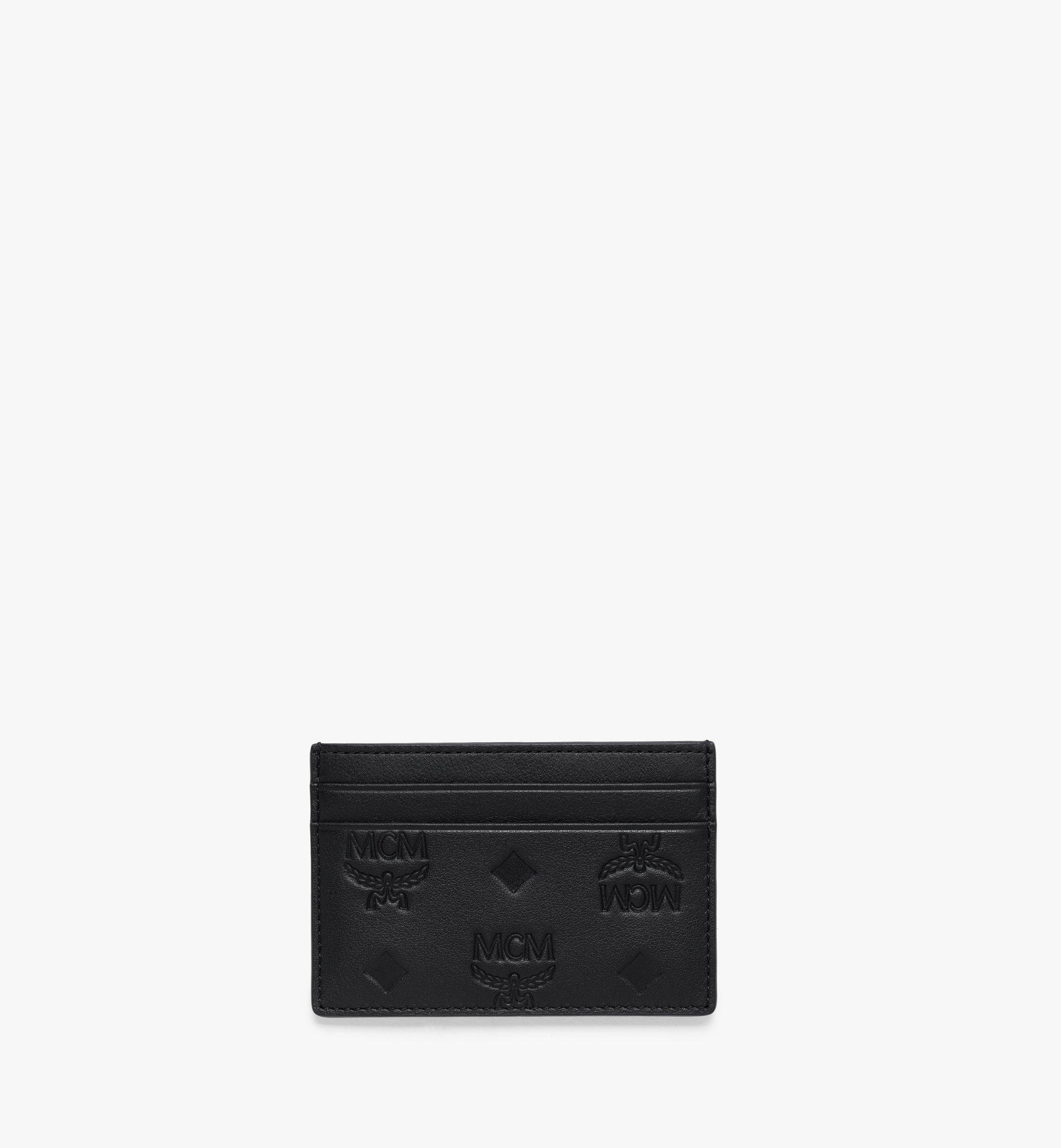 Mini Aren Card Case in Embossed Monogram Leather Black MCM US