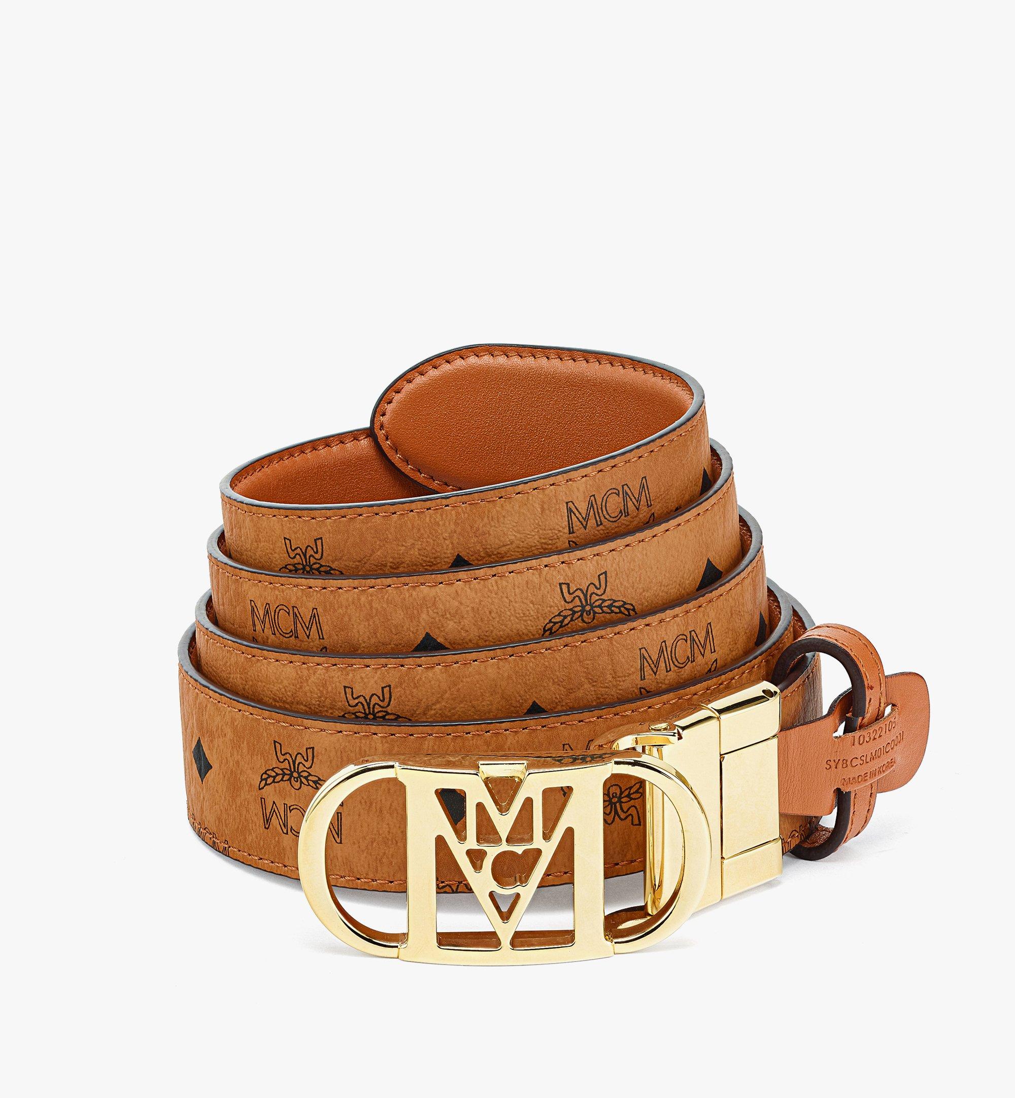 MCM Mode Travia Reversible Belt 1” in Embossed Leather Cognac MYBCSLM01CO001 Alternate View 1