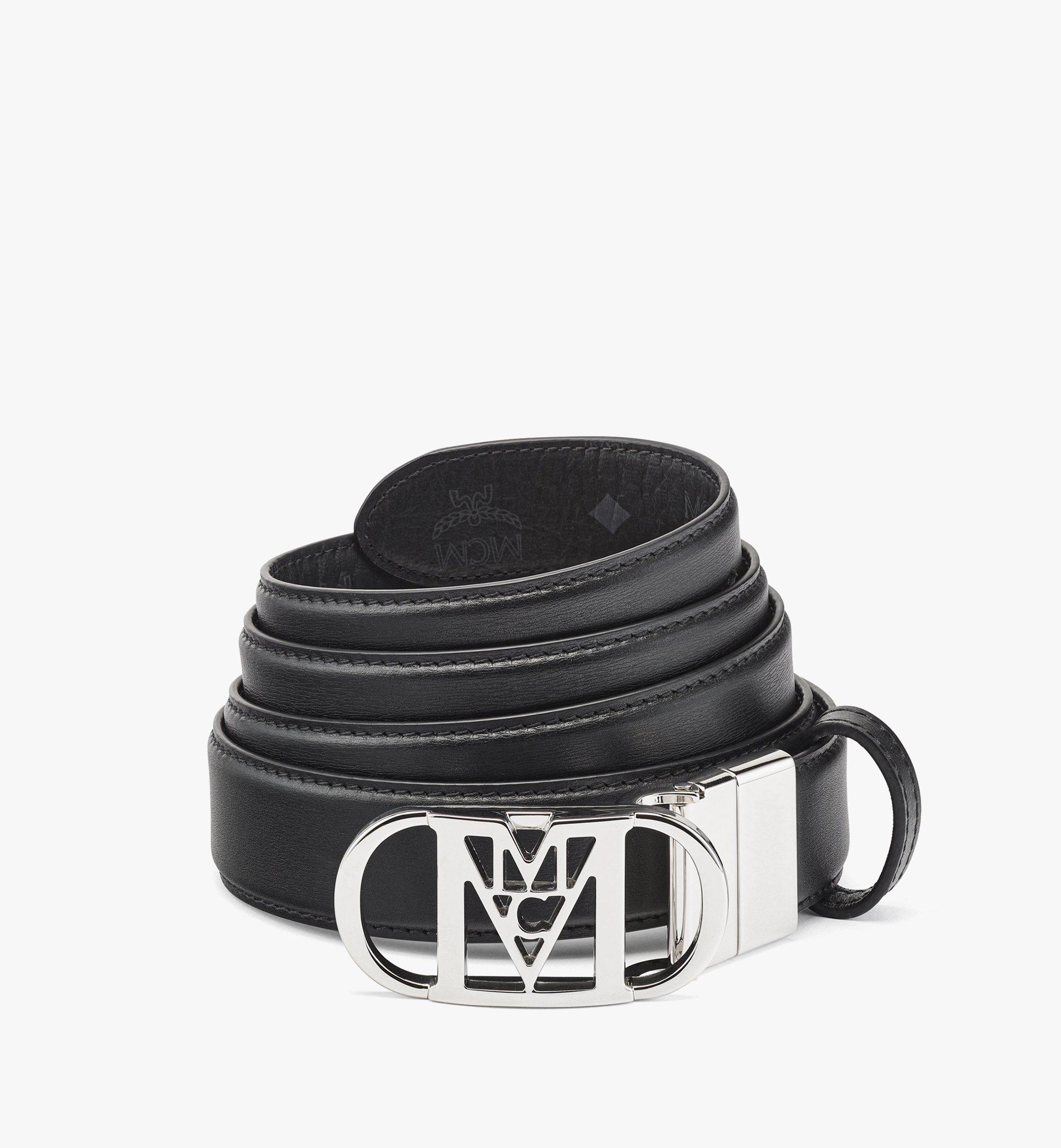 MCM Mode Mena Reversible Belt 1” in Embossed Leather Black MYBCSLM02BK001 Alternate View 1