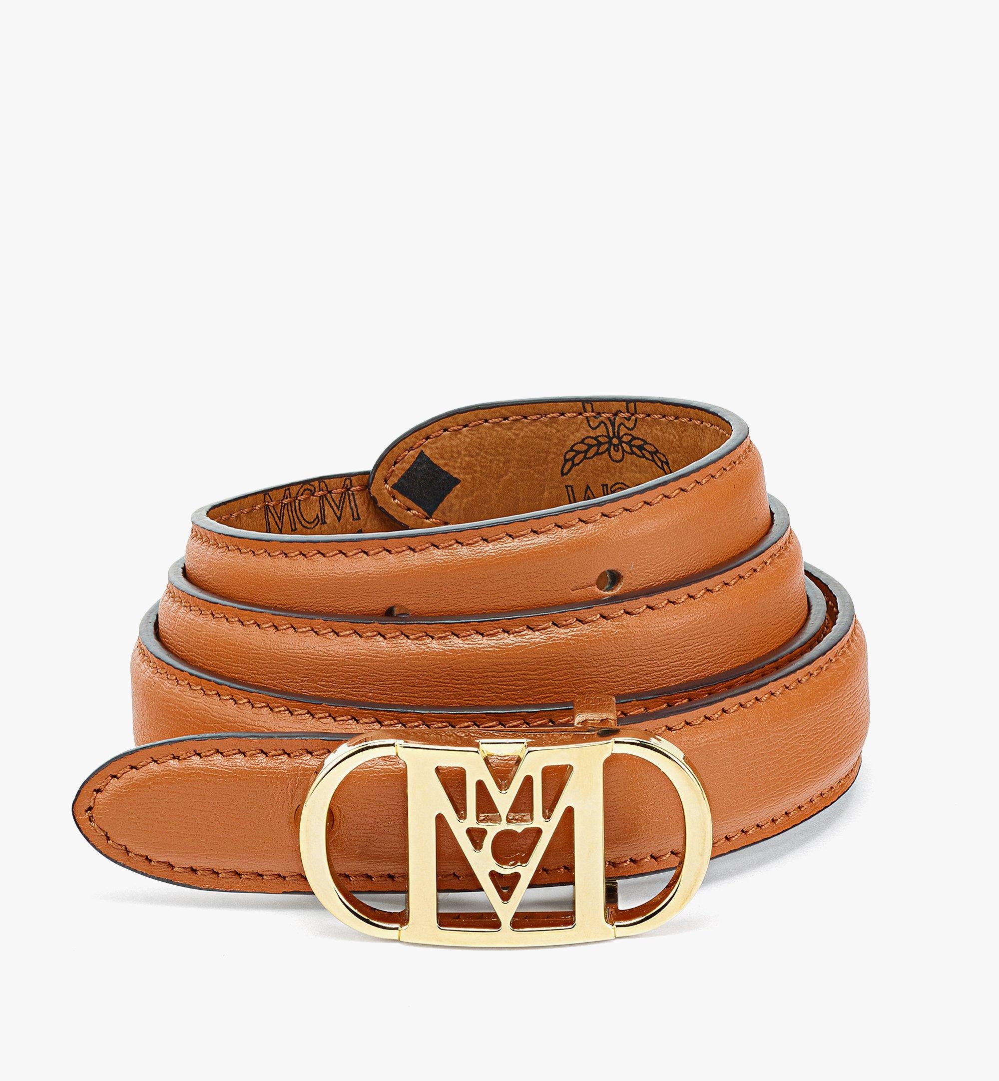 MCM Mode Mena Sliding Buckle Reversible Belt in Embossed Leather Cognac MYBCSLM03CO090 Alternate View 1