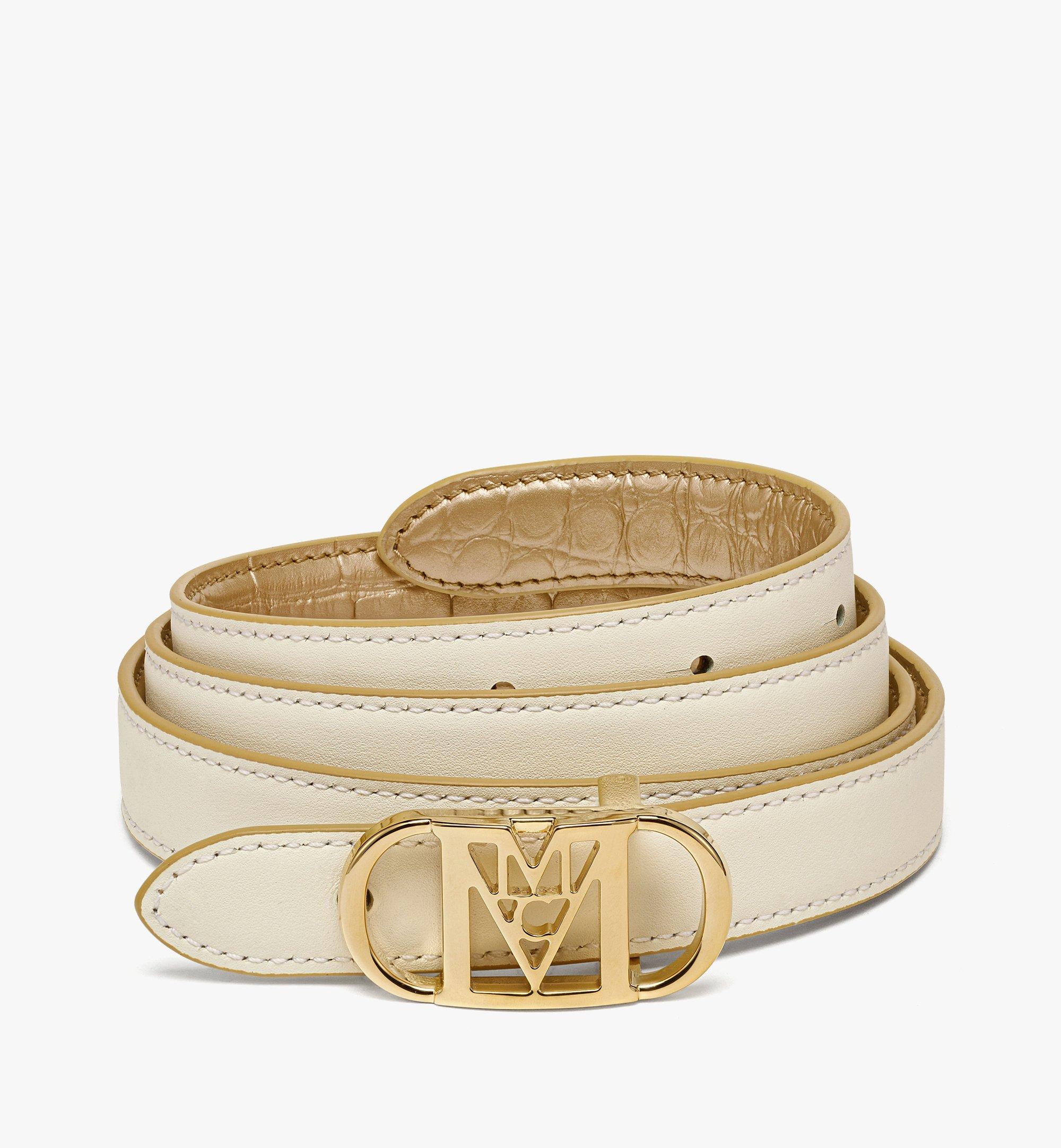 MCM Mode Travia Reversible Belt in Metallic Croco Leather Gold MYBDSLD03DG110 Alternate View 1