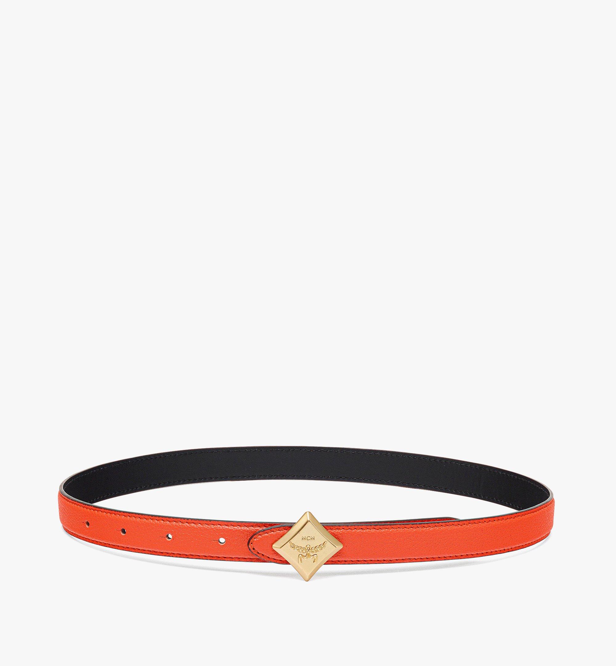 85cm / 33.4 Reversible Diamond Logo Belt in Embossed Leather Orange | MCM  ®US