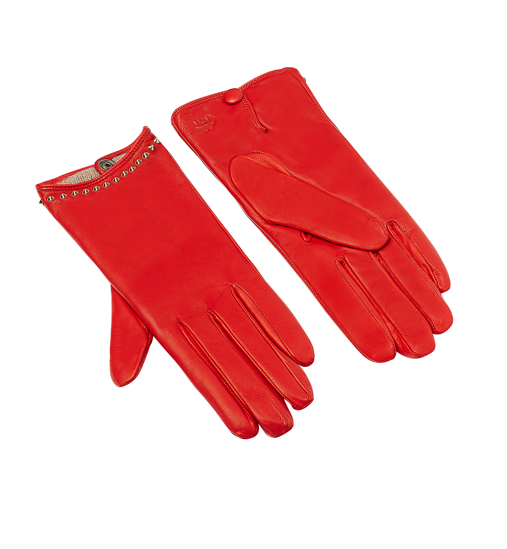 MCM Gants cloutés en cuir pour femme Red MYG7AMM19RU00M Plus de photos 1