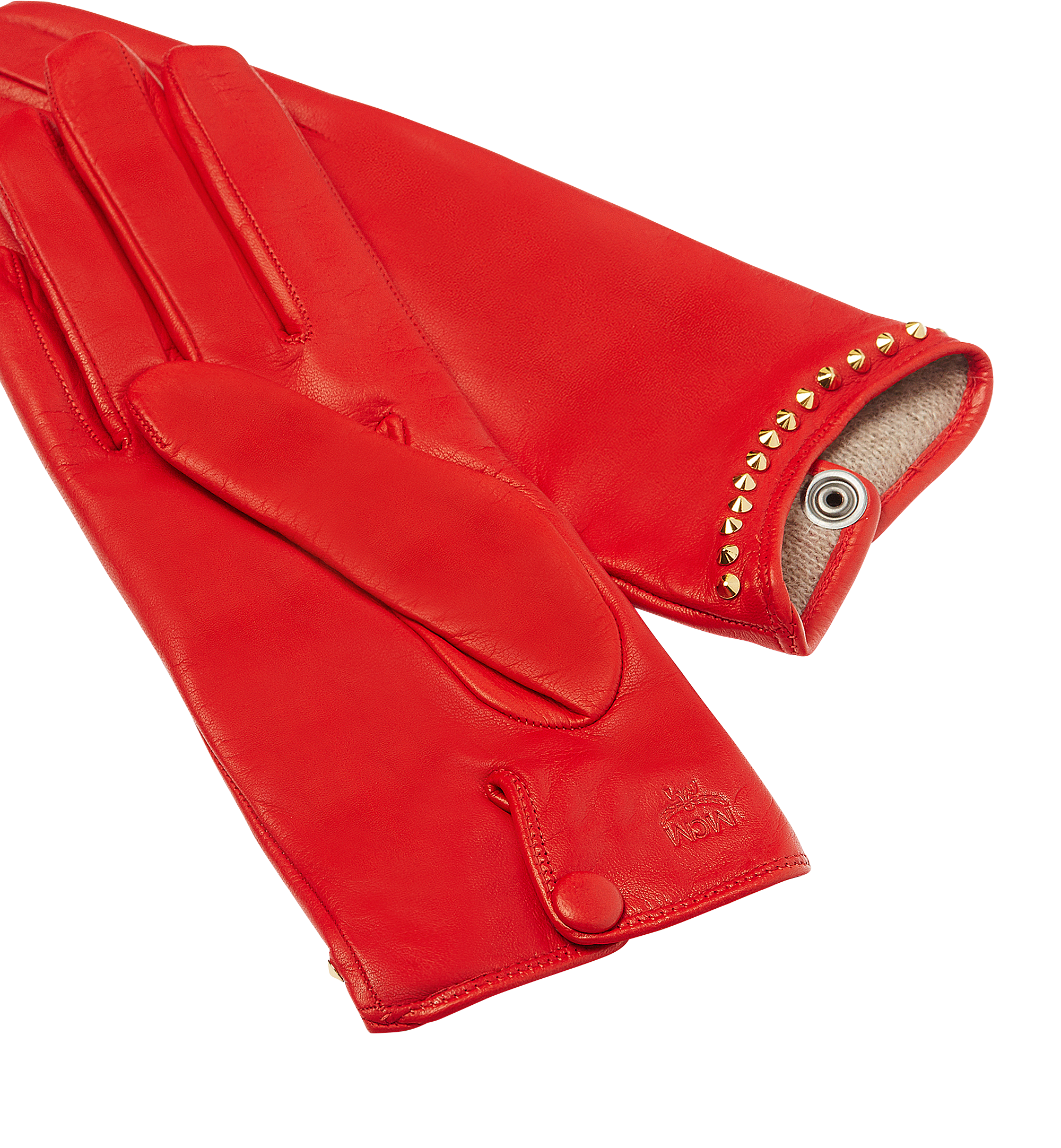 MCM Gants cloutés en cuir pour femme Red MYG7AMM19RU00M Plus de photos 1