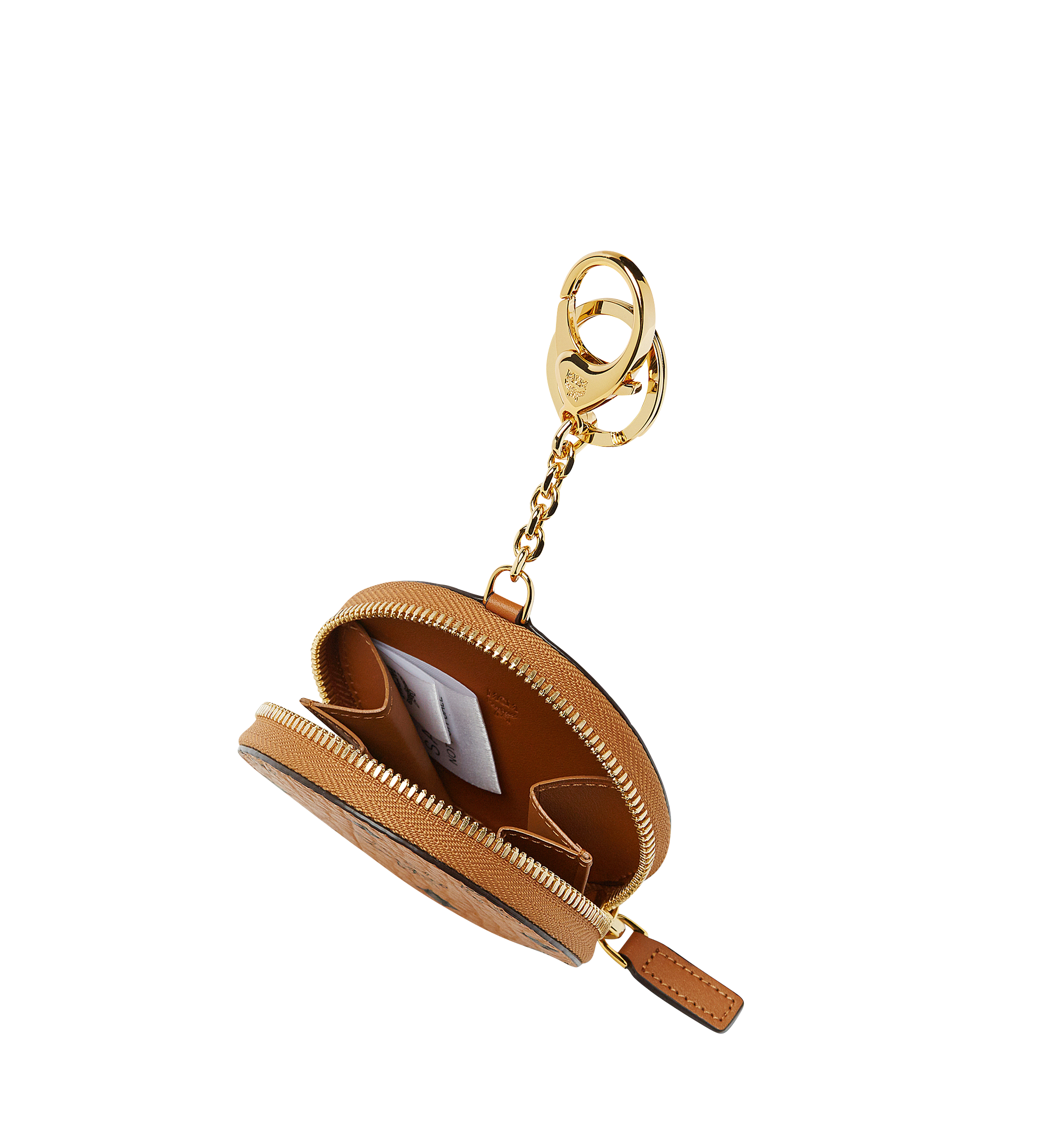 NEW MCM Beige Round Coin Purse Keychain MYIBABCOIIG001 031423