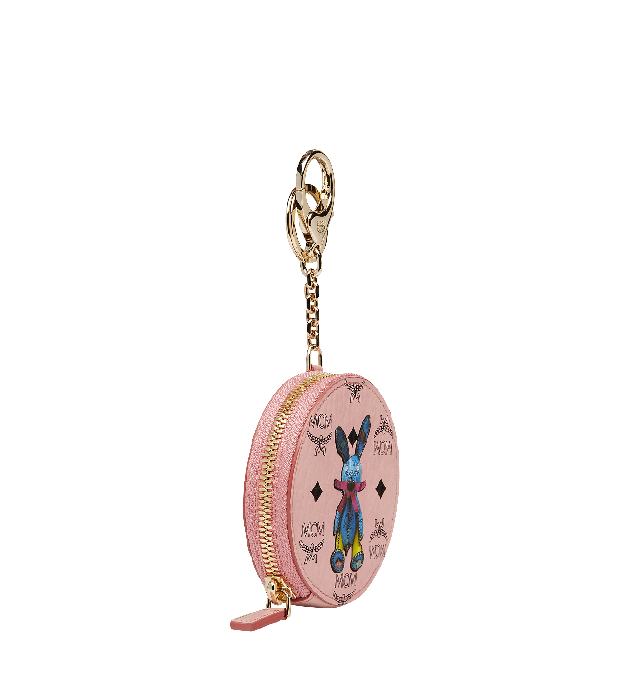 MCM Rabbit Coin Charm in Visetos Pink MYI8SXL27PZ001 Alternate View 1