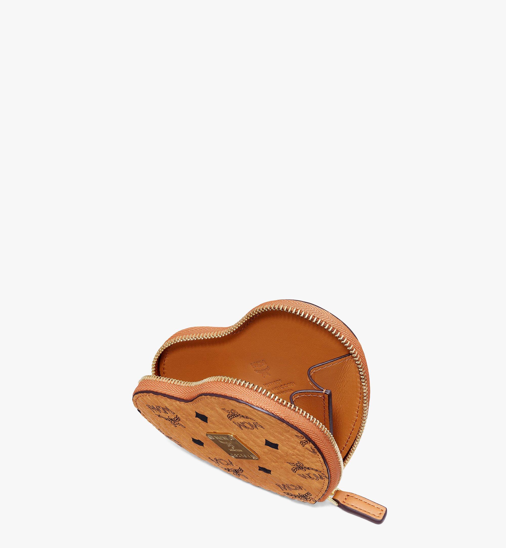 MCM Heart Coin Pouch Charm in Visetos Cognac MYIASVI01CO001 Alternate View 2
