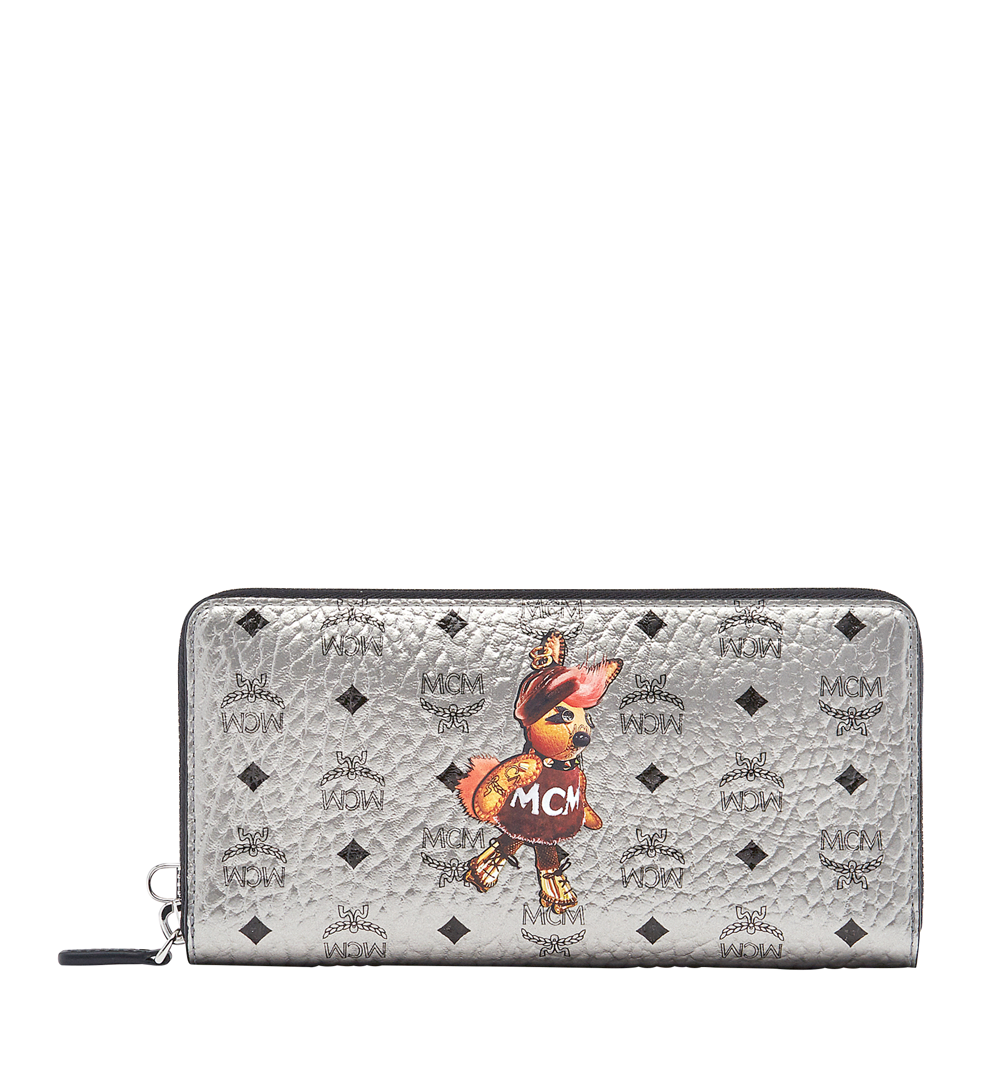 MCM Rabbit Zip Around Wallet in Visetos Silver MYL7AXL32SV001 Alternate View 1