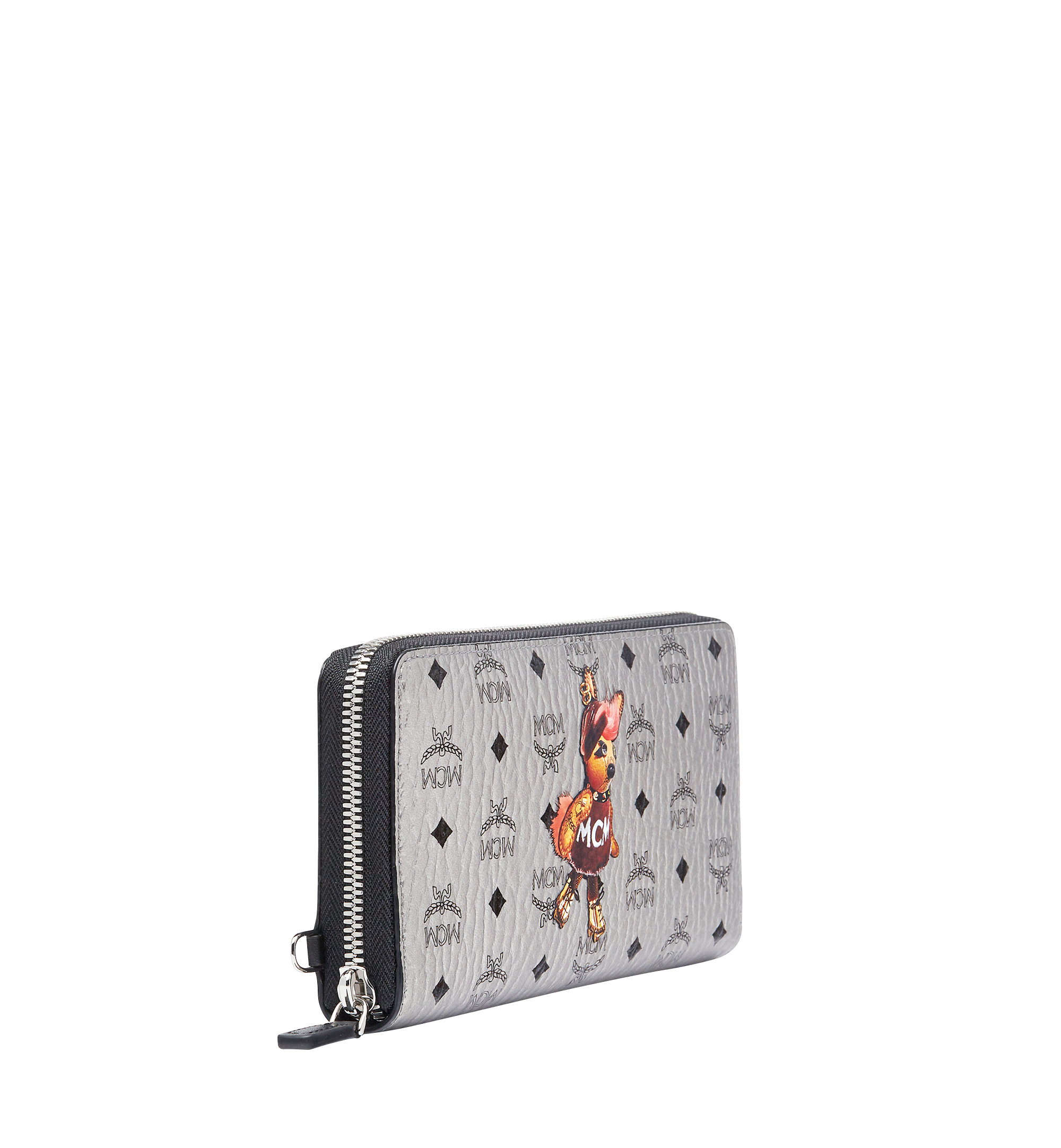 MCM Rabbit Zip Around Wallet in Visetos Silver MYL7AXL32SV001 Alternate View 1
