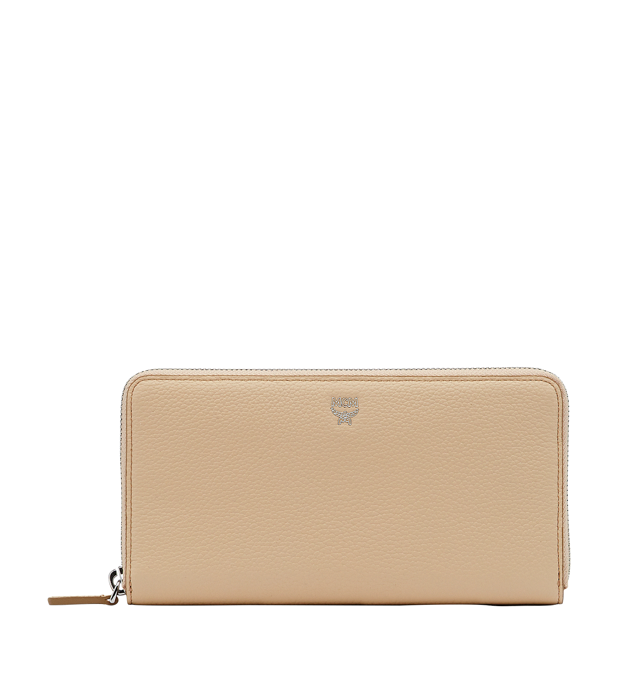 MCM Milla Zip Around Wallet in Grained Leather Beige MYL8SMA04IA001 Alternate View 1