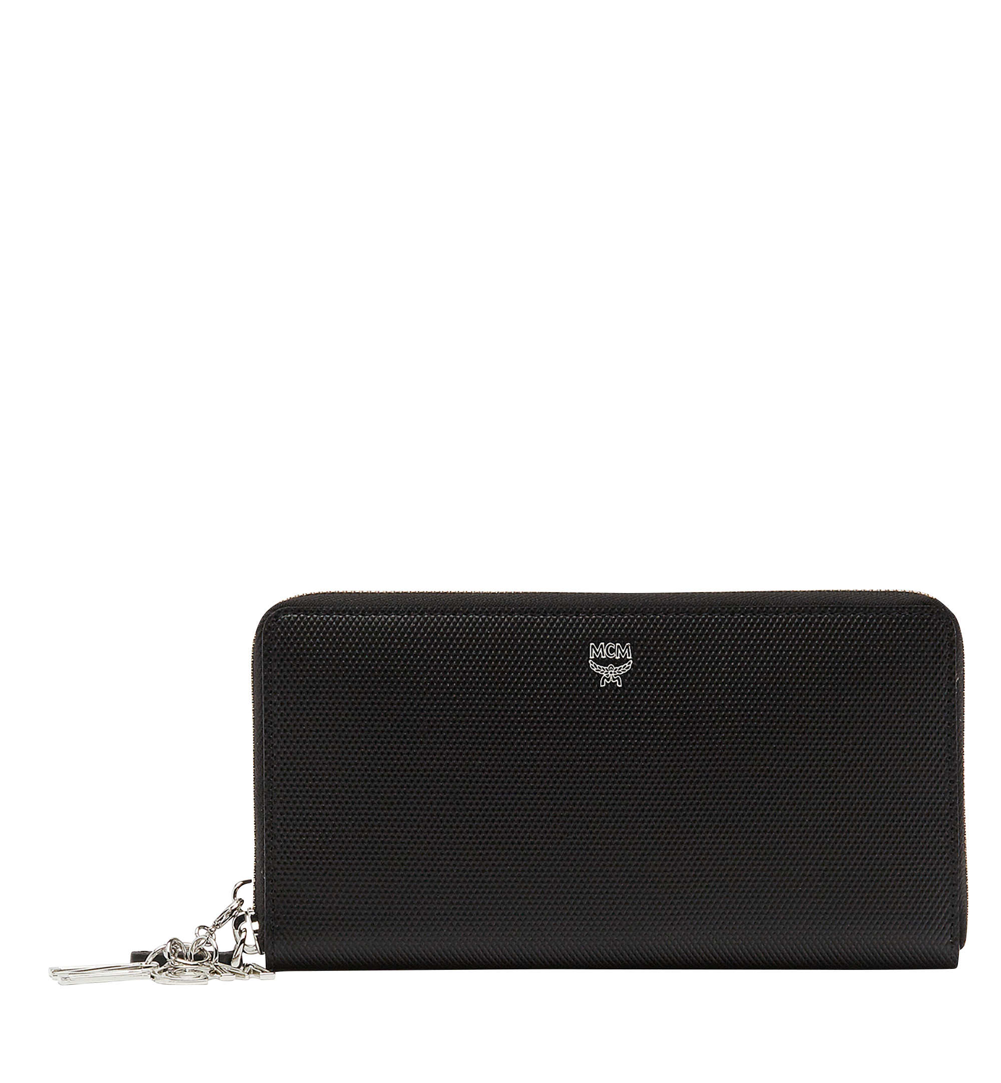 MCM Otti Charm Zip Around Wallet in Leather Black MYL8SOI04BK001 Alternate View 1