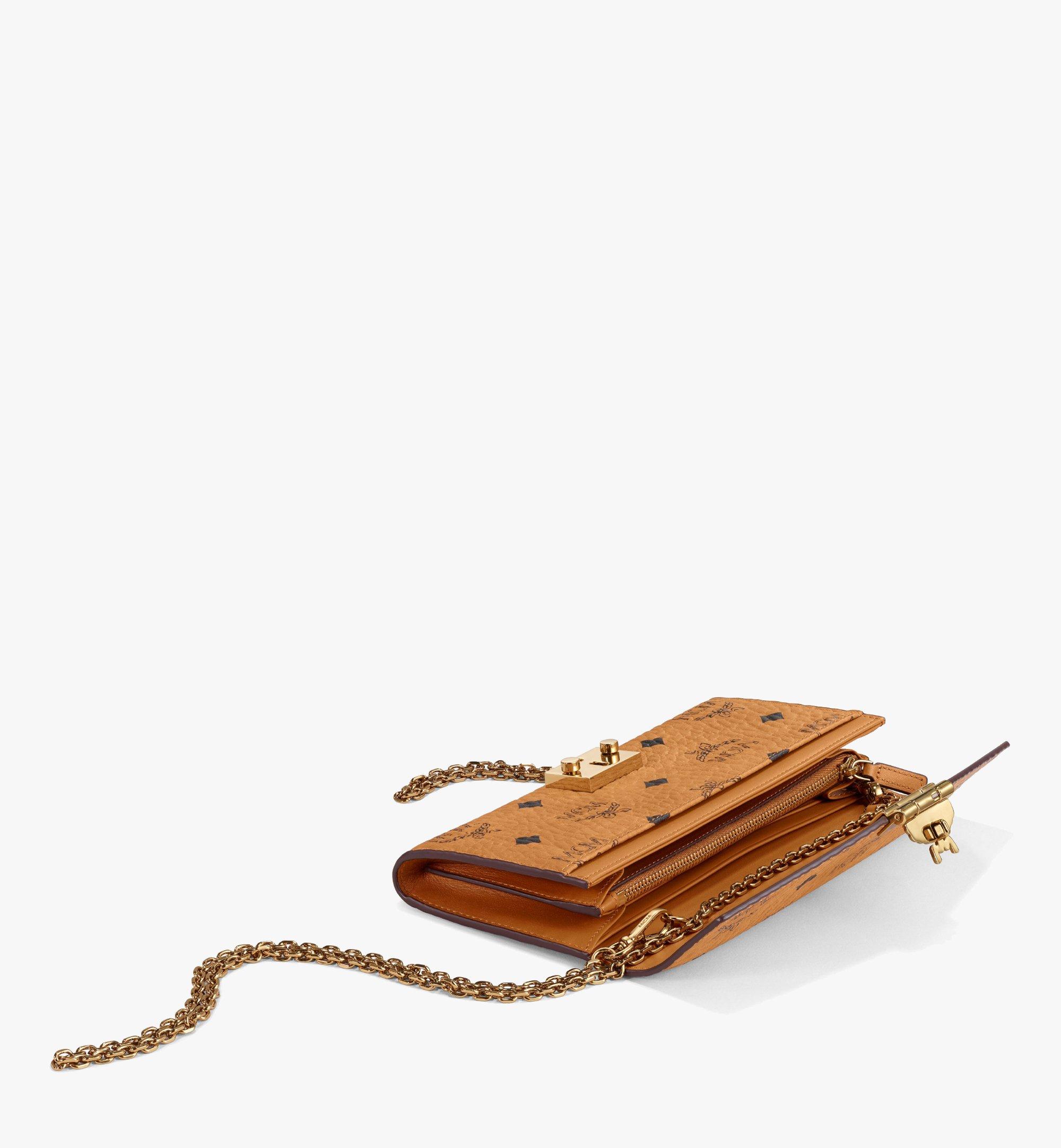 AWESOME MCM Tracy Crossbody Wallet in Visetos - Cognac