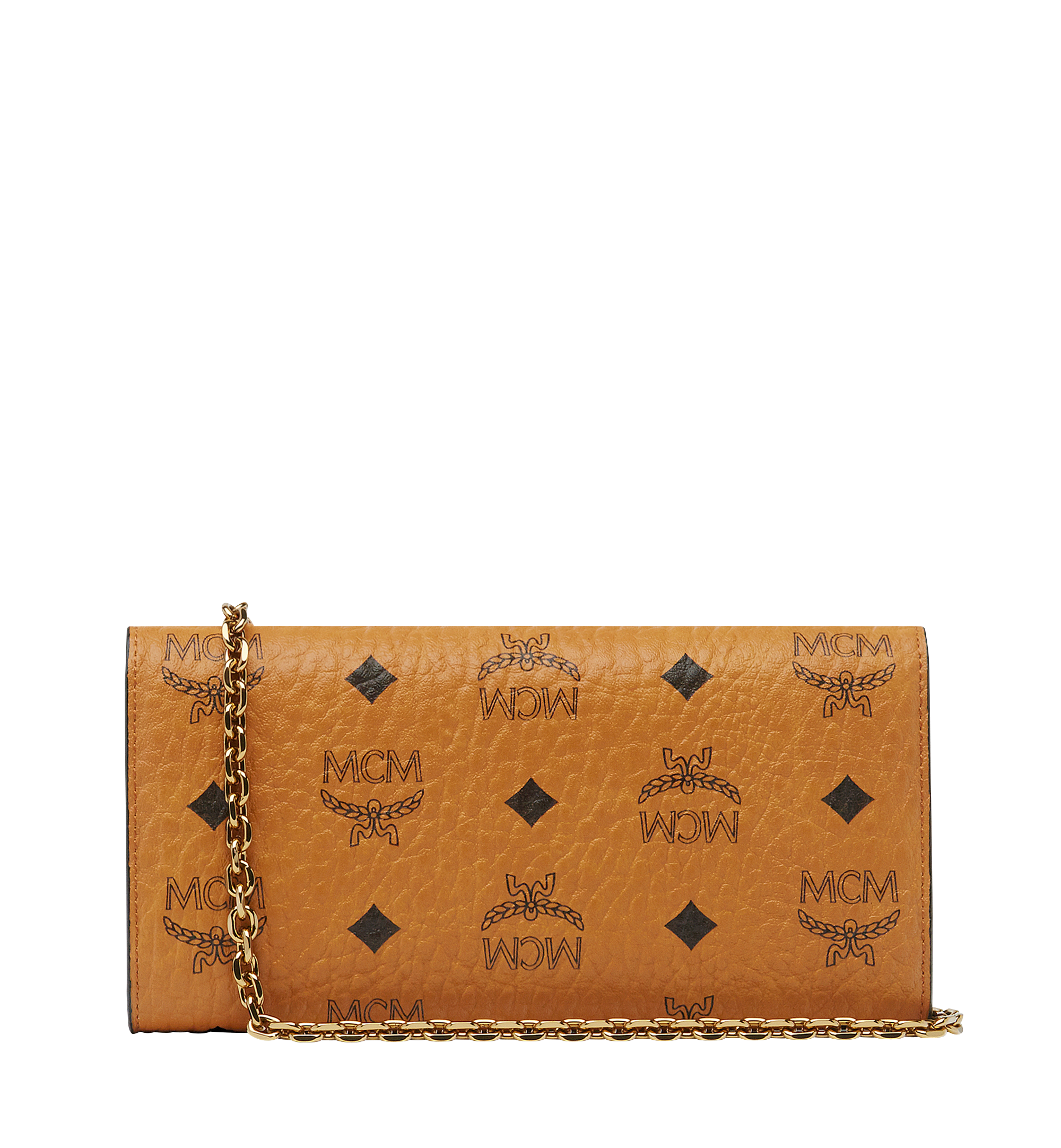 MCM Patricia Two-Fold Wallet in Studded Visetos Cognac MYL8SPA30CO001 Alternate View 2