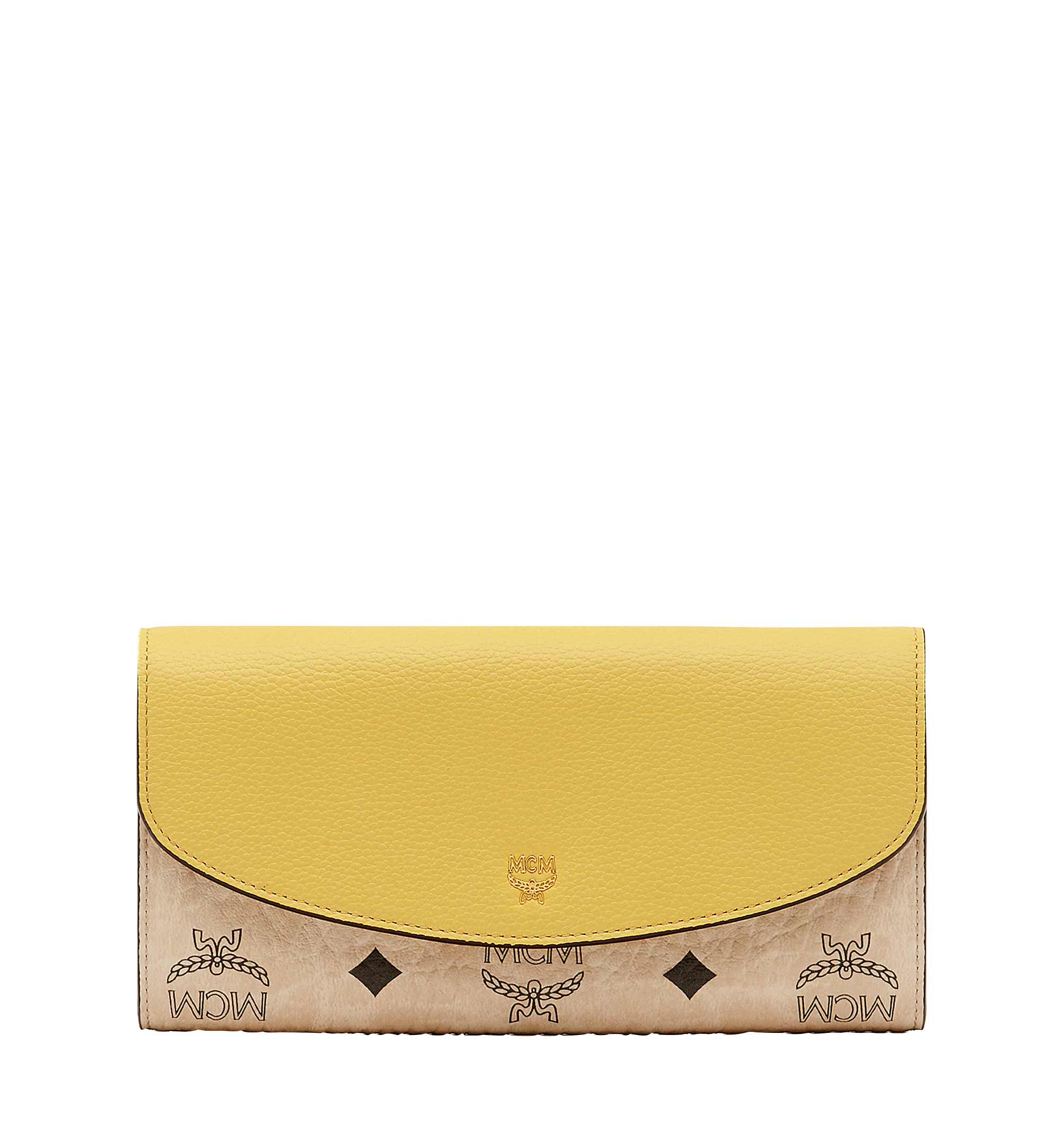 MCM Two Fold Wallet in Visetos Colorblock Leather Yellow MYL8SVI13YD001 Alternate View 1