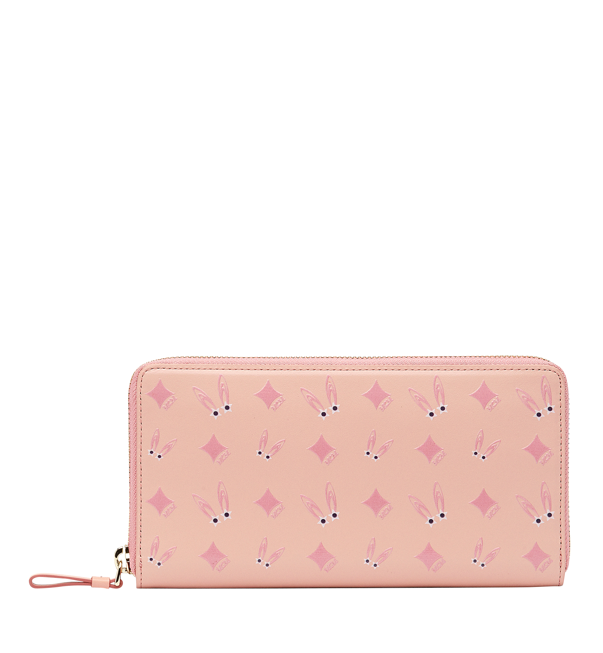 MCM Star Eyed Bunny Zip Around Wallet in Leather Pink MYL8SXL04PV001 Alternate View 1