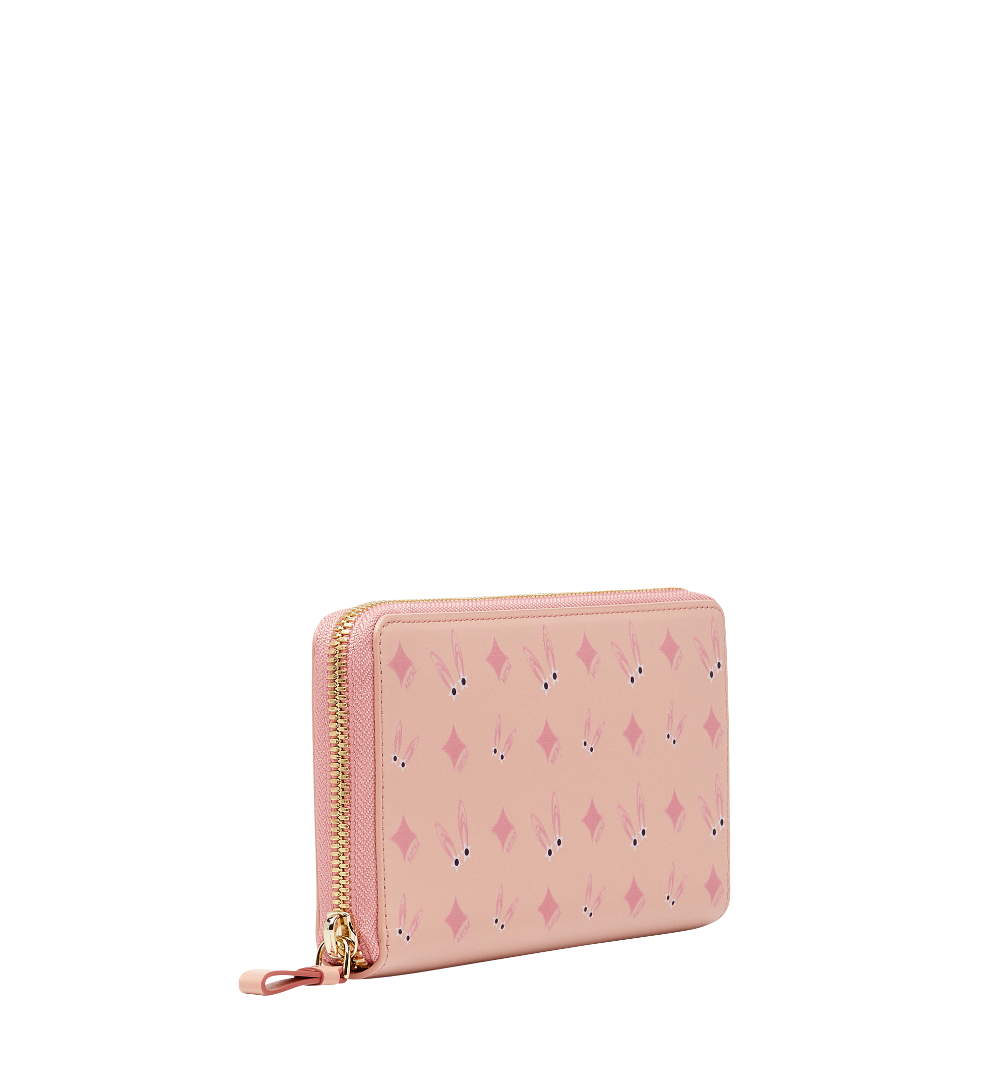 MCM Star Eyed Bunny Zip Around Wallet in Leather Pink MYL8SXL04PV001 Alternate View 1