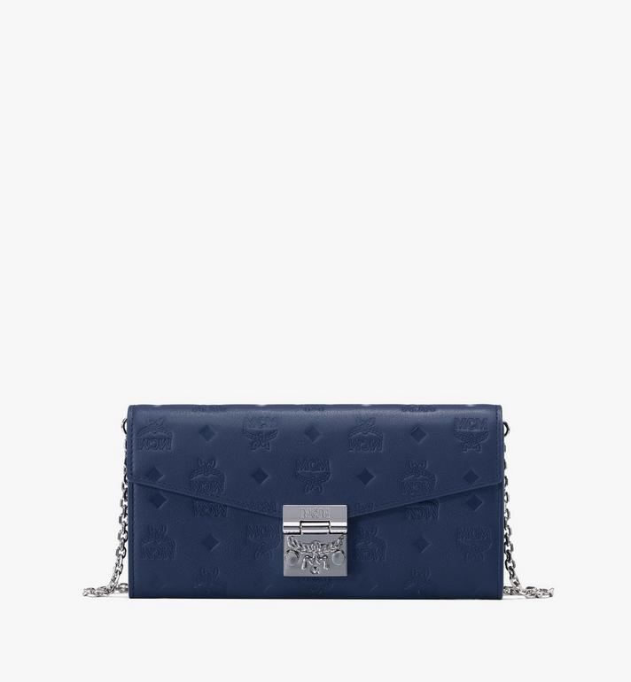 Large Patricia Crossbody Wallet in Monogram Leather Navy Blue | MCM® US