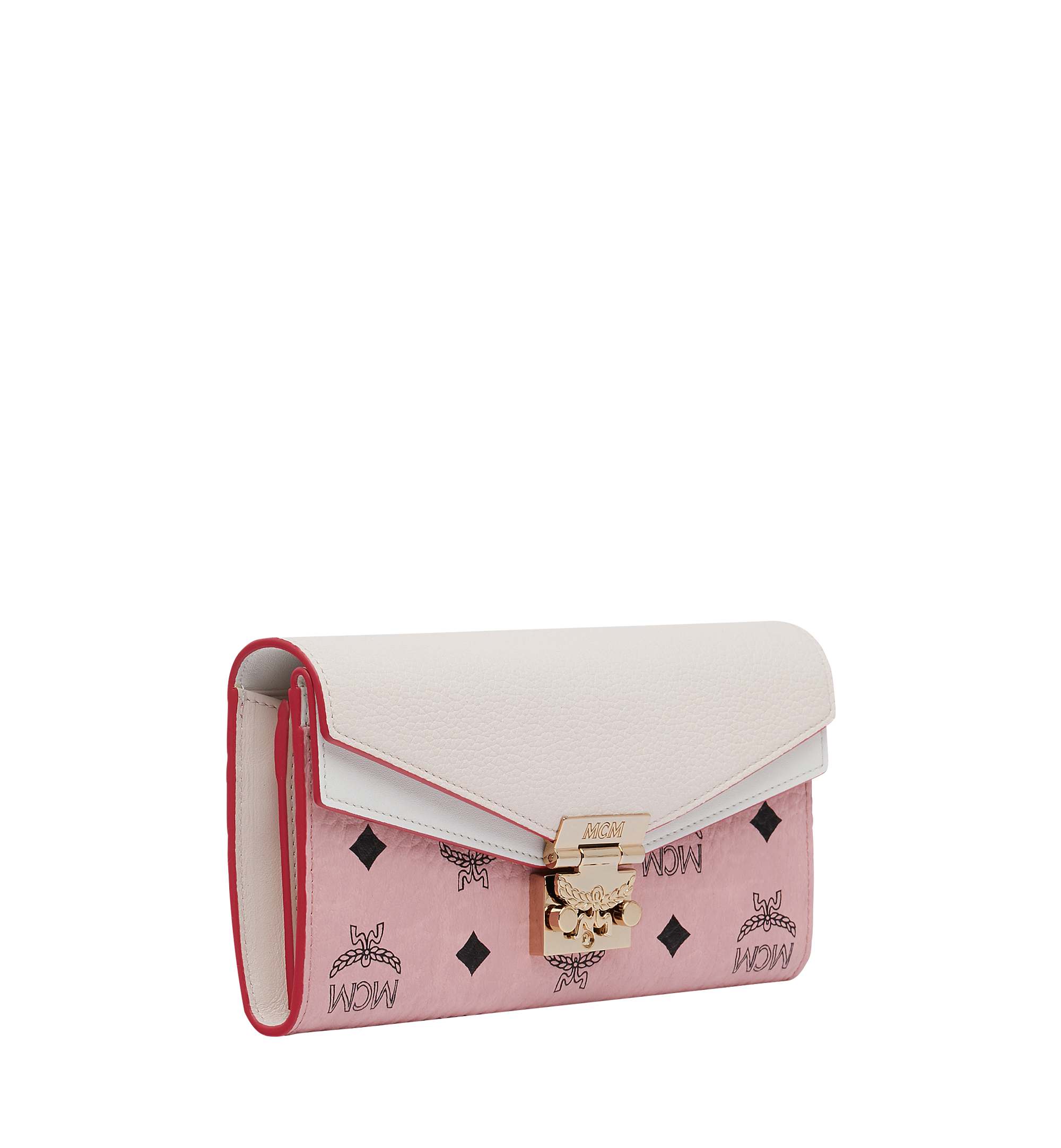 Large Tracy Crossbody Wallet in Visetos Leather Block Pink