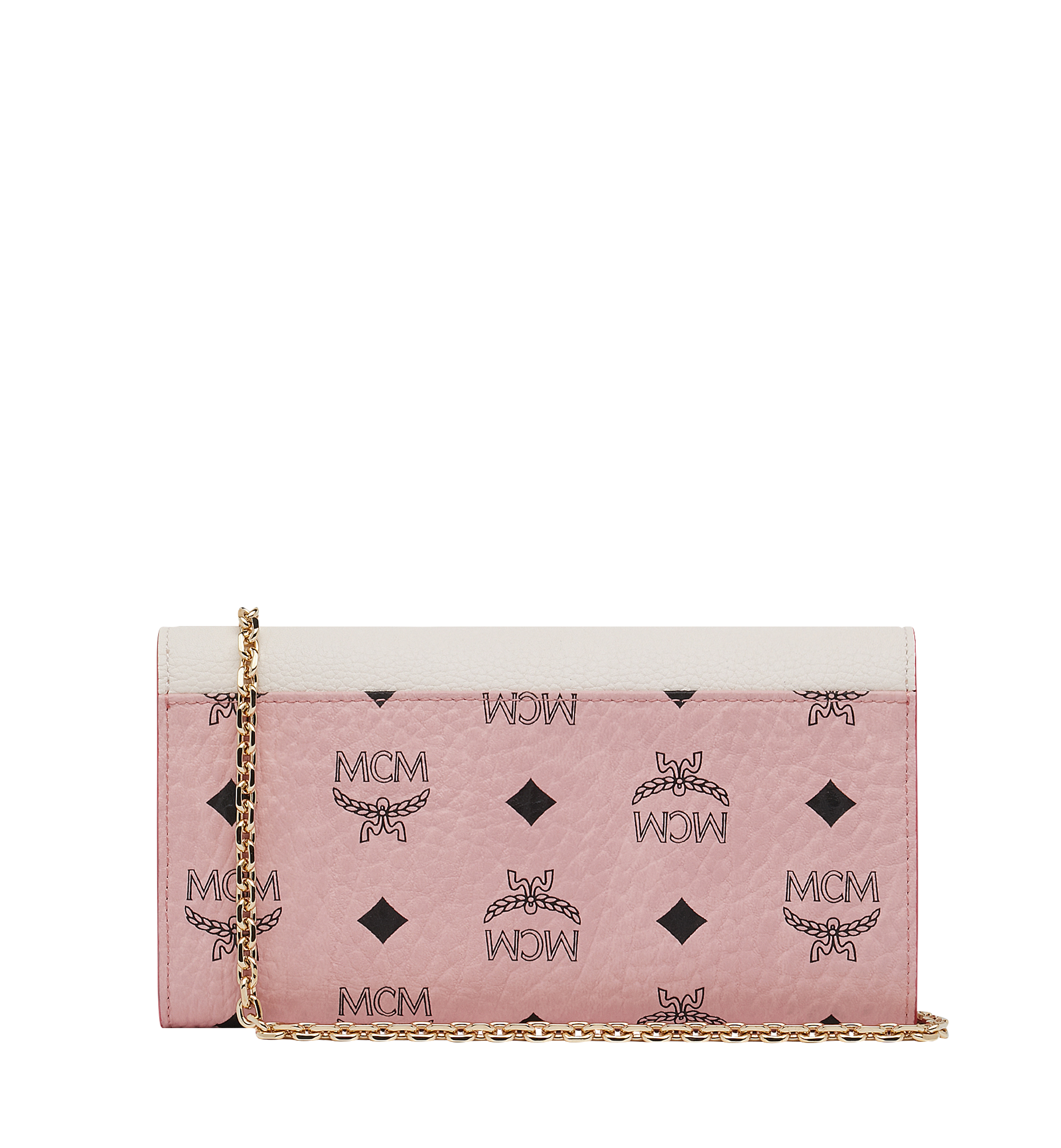 MCM Pink 5mk0121 White Monogram Visetos Wallet For Sale at 1stDibs