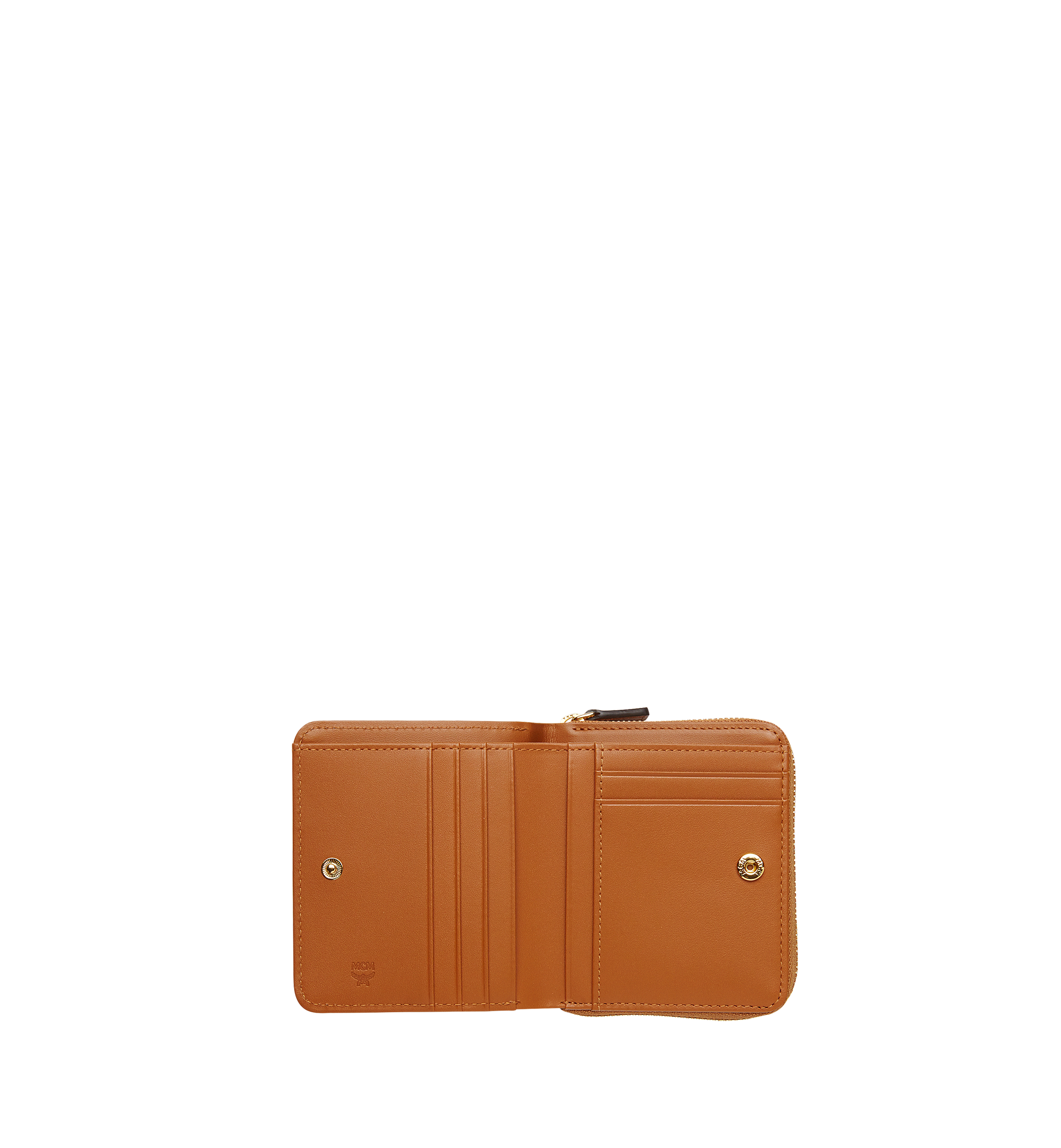Mini Zip Around Wallet in Visetos Original Cognac MCM UK
